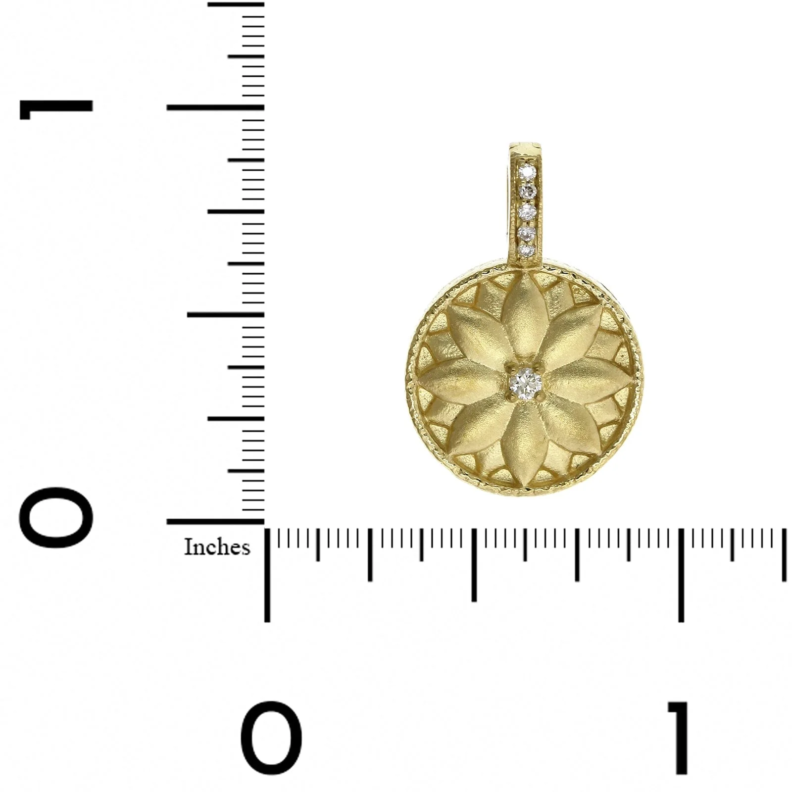 Penny Preville 18K Yellow Gold Diamond Lotus Medallion Pendant - Image 3