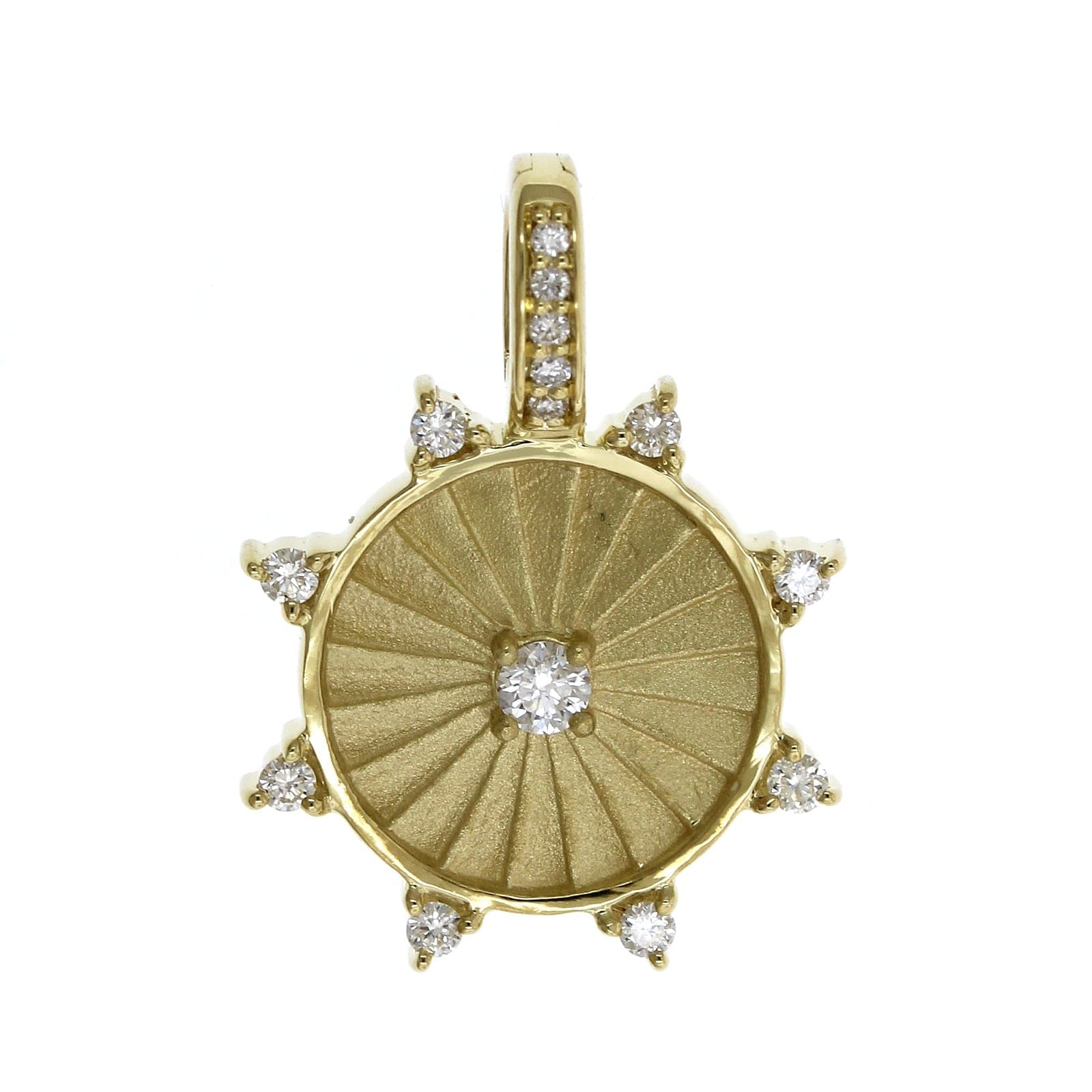 Penny Preville 18K Yellow Gold Diamond Wheel Medallion Pendant - Image 4