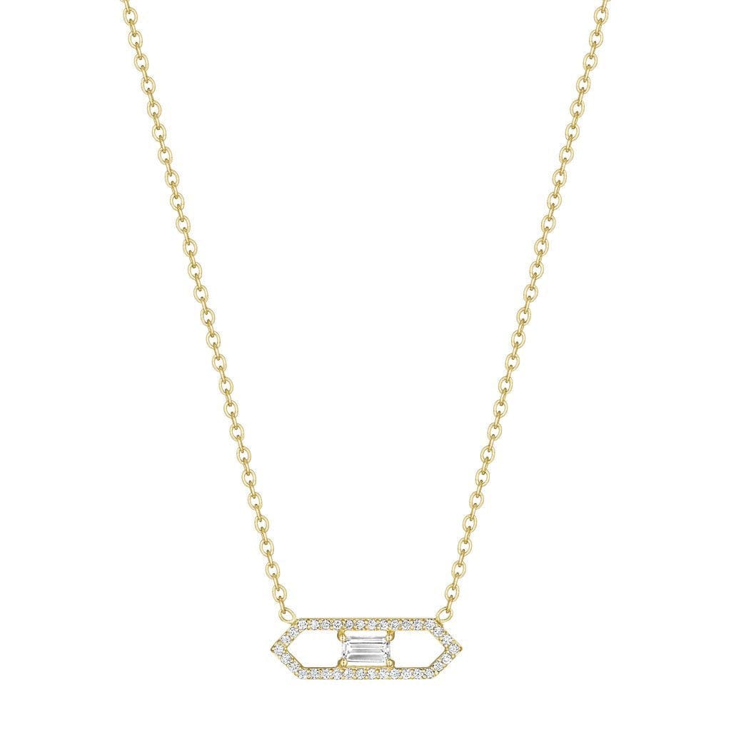 Penny Preville 18K Yellow Gold Emerald Cut Diamond Deco Necklace
