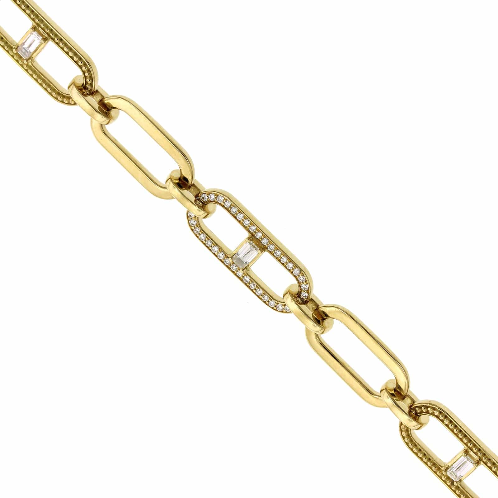 Penny Preville 18K Yellow Gold Flat Link Diamond Bracelet - Image 3