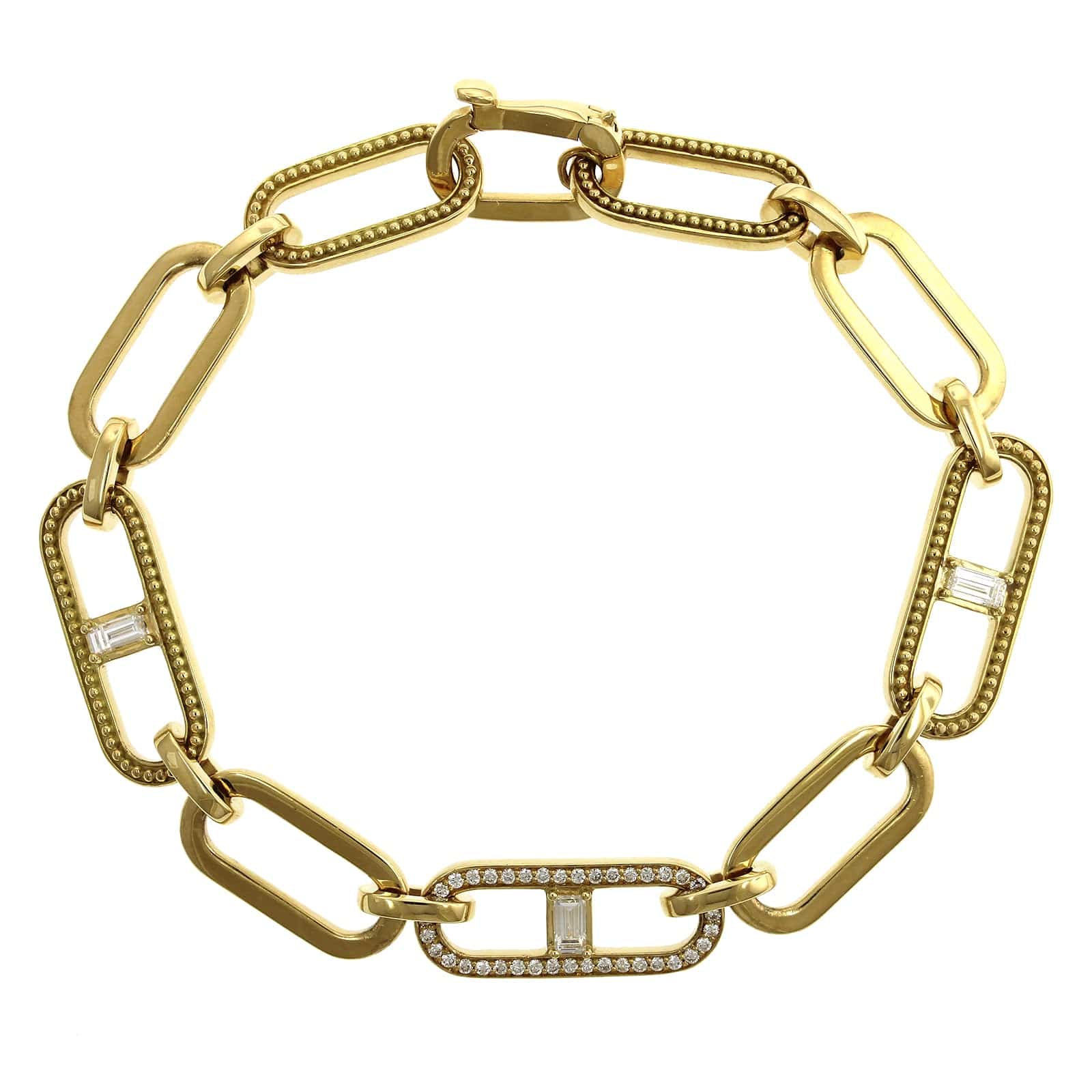 Penny Preville 18K Yellow Gold Flat Link Diamond Bracelet - Image 5