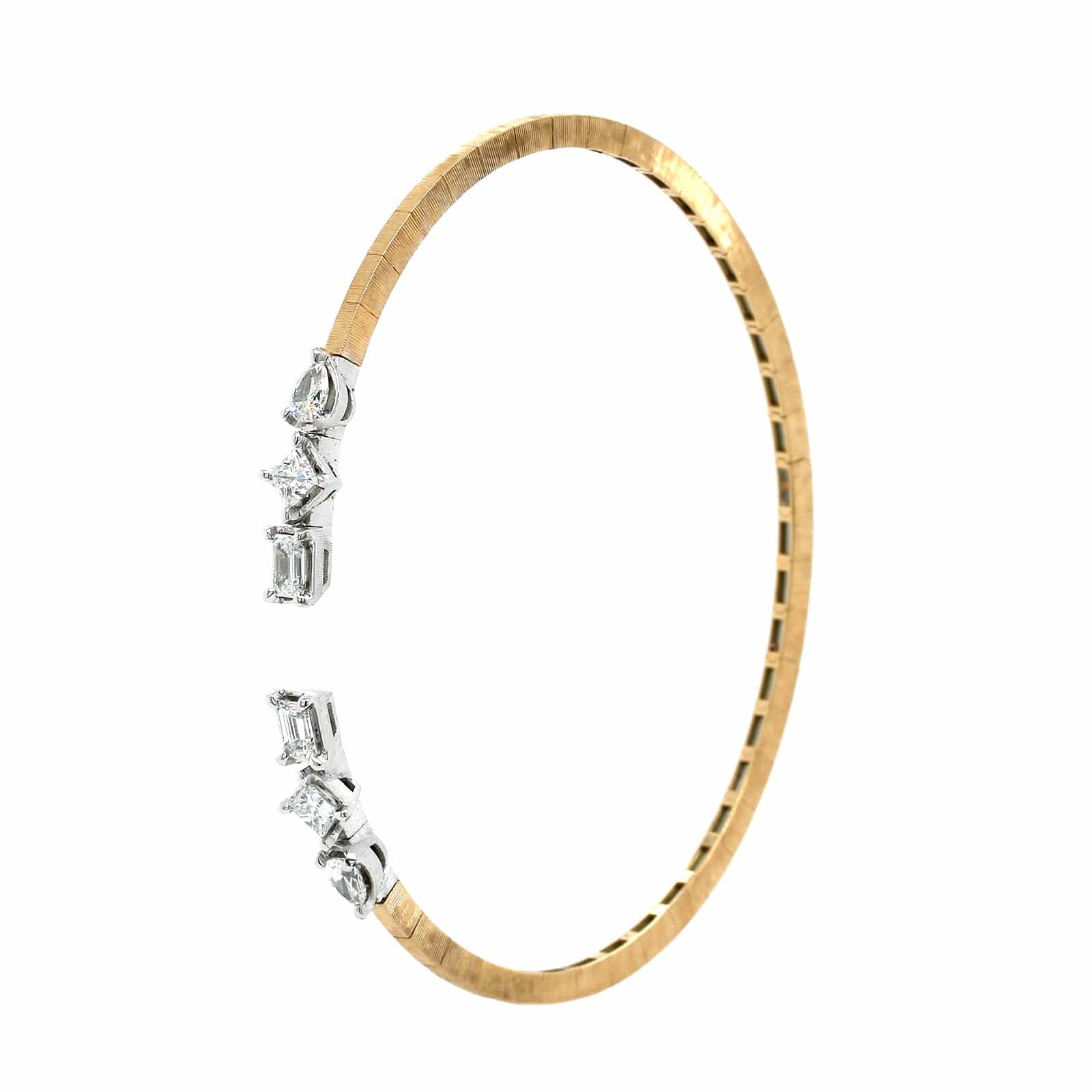 Penny Preville 18K Yellow Gold Multi Diamond Shape Cuff Bracelet - Image 2