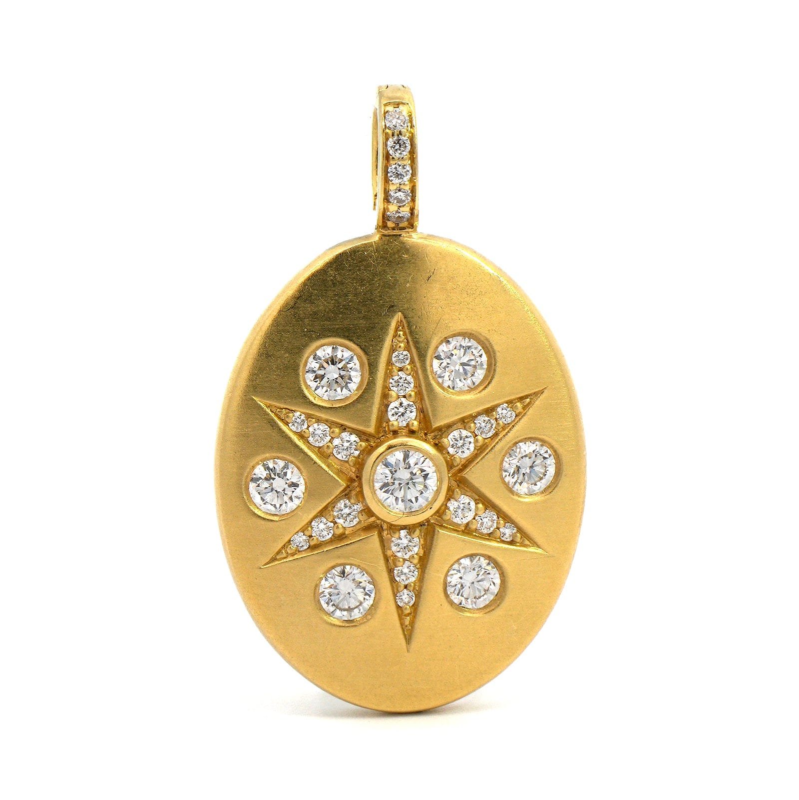 Penny Preville 18K Yellow Gold Oval Medallion Diamond Pendant - Image 4