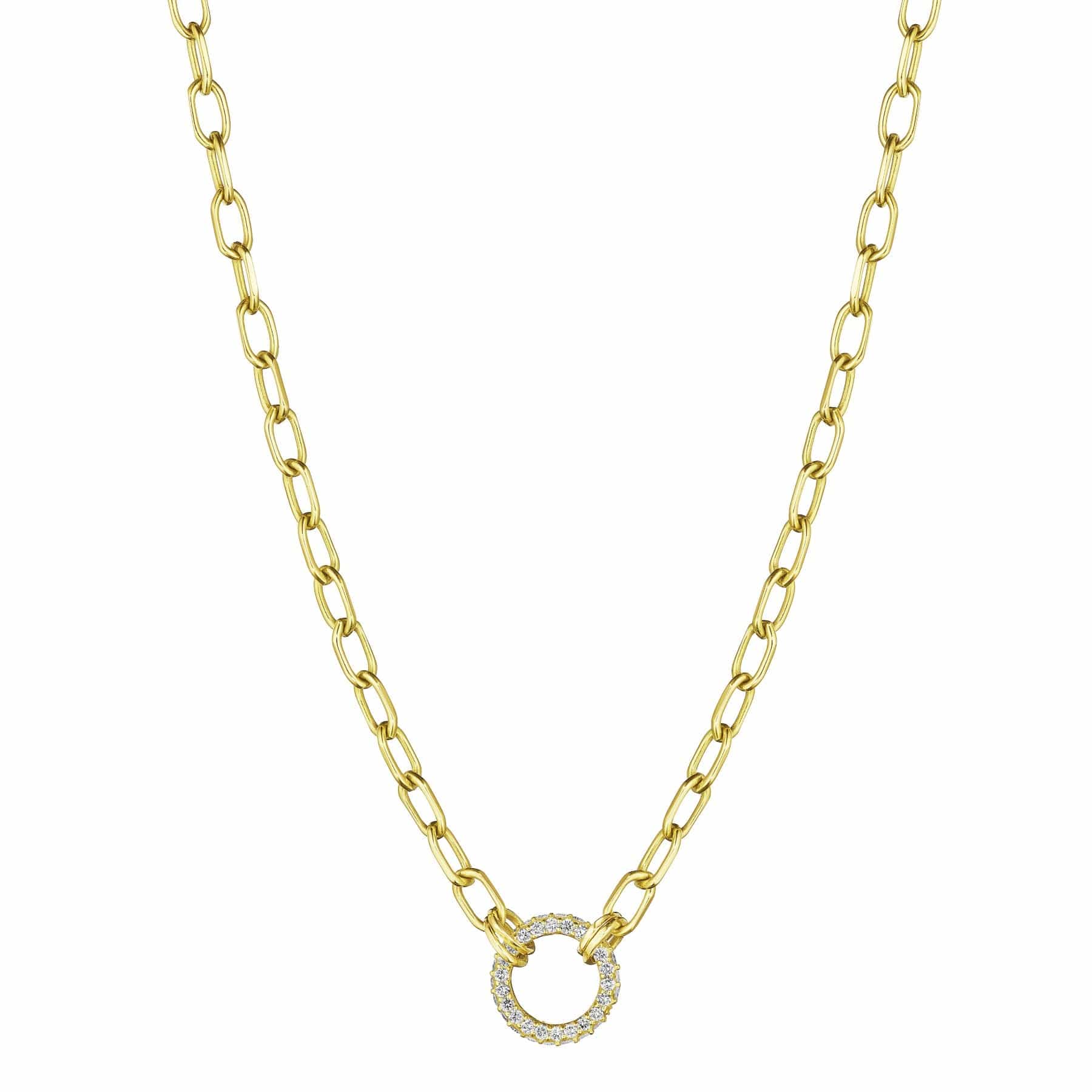 Penny Preville 18K Yellow Gold Pave Diamond Ring Necklace