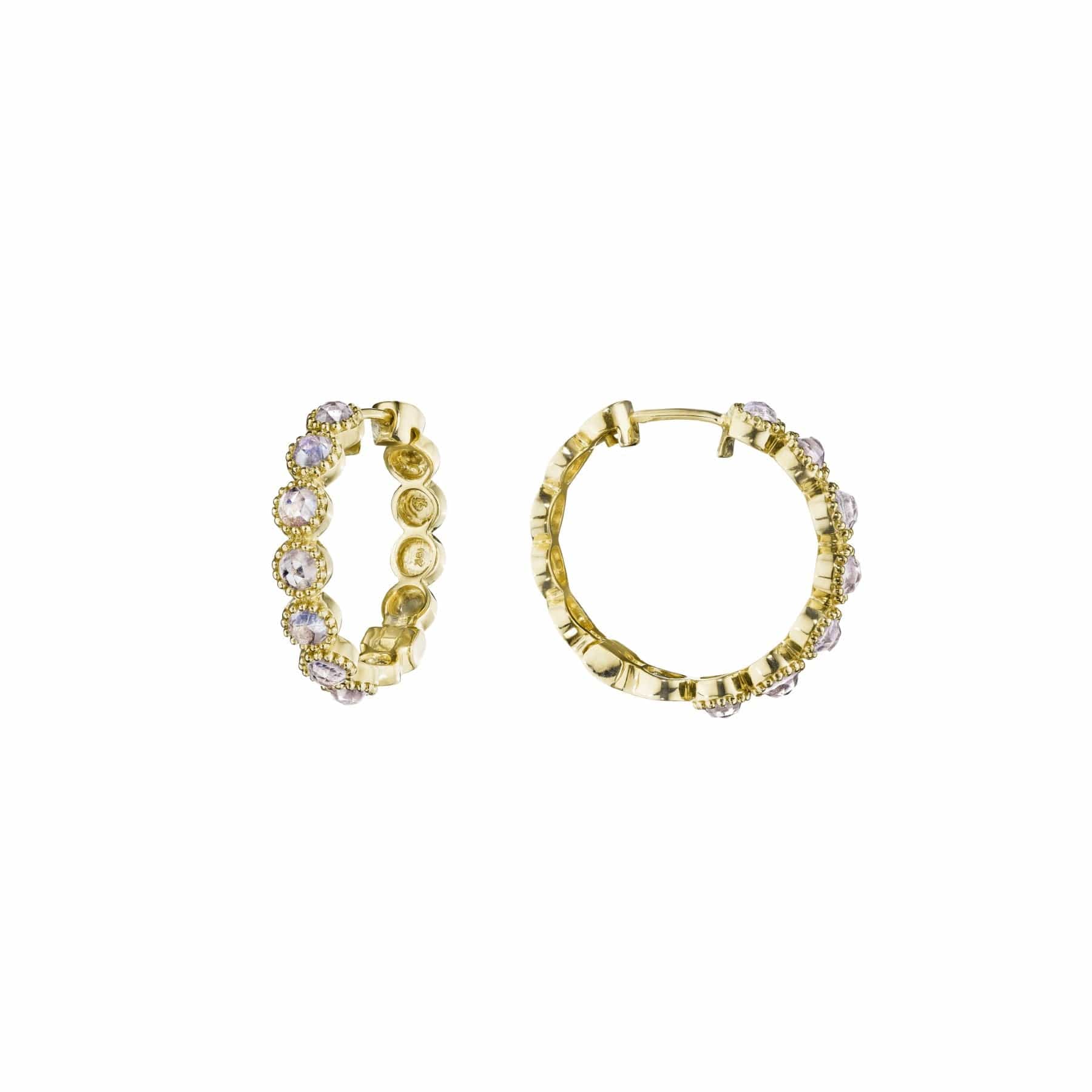 Penny Preville 18K Yellow Gold Rainbow Moonstone Hoop Earrings