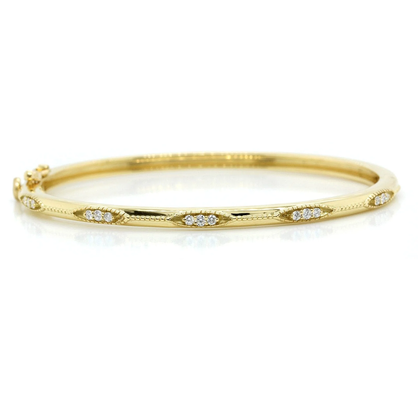 Penny Preville 18K Yellow Gold Thin Diamond Bead Bangle
