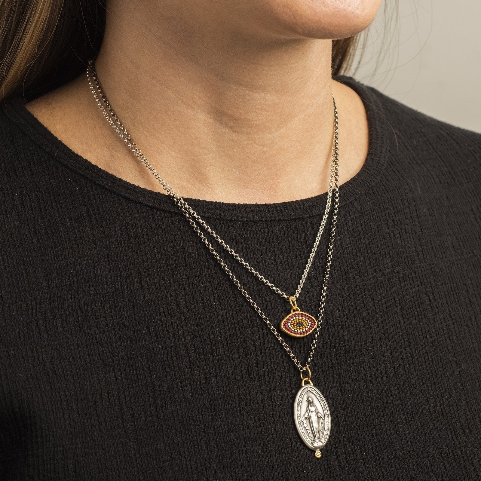 24K Yellow Gold Evil Eye Charm - Image 2
