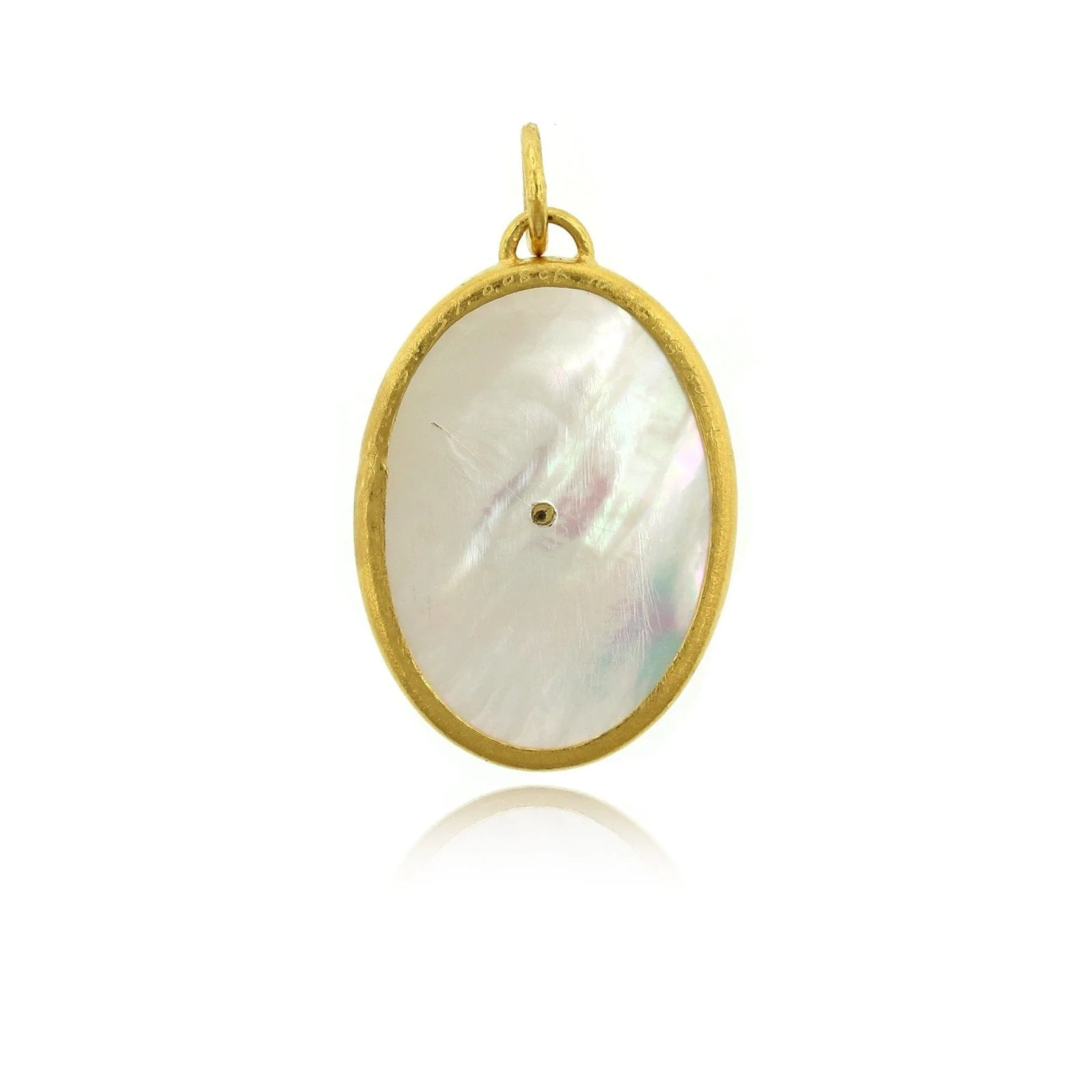 24K Yellow Gold Emerald and Mother of Pearl Charm - Image 3