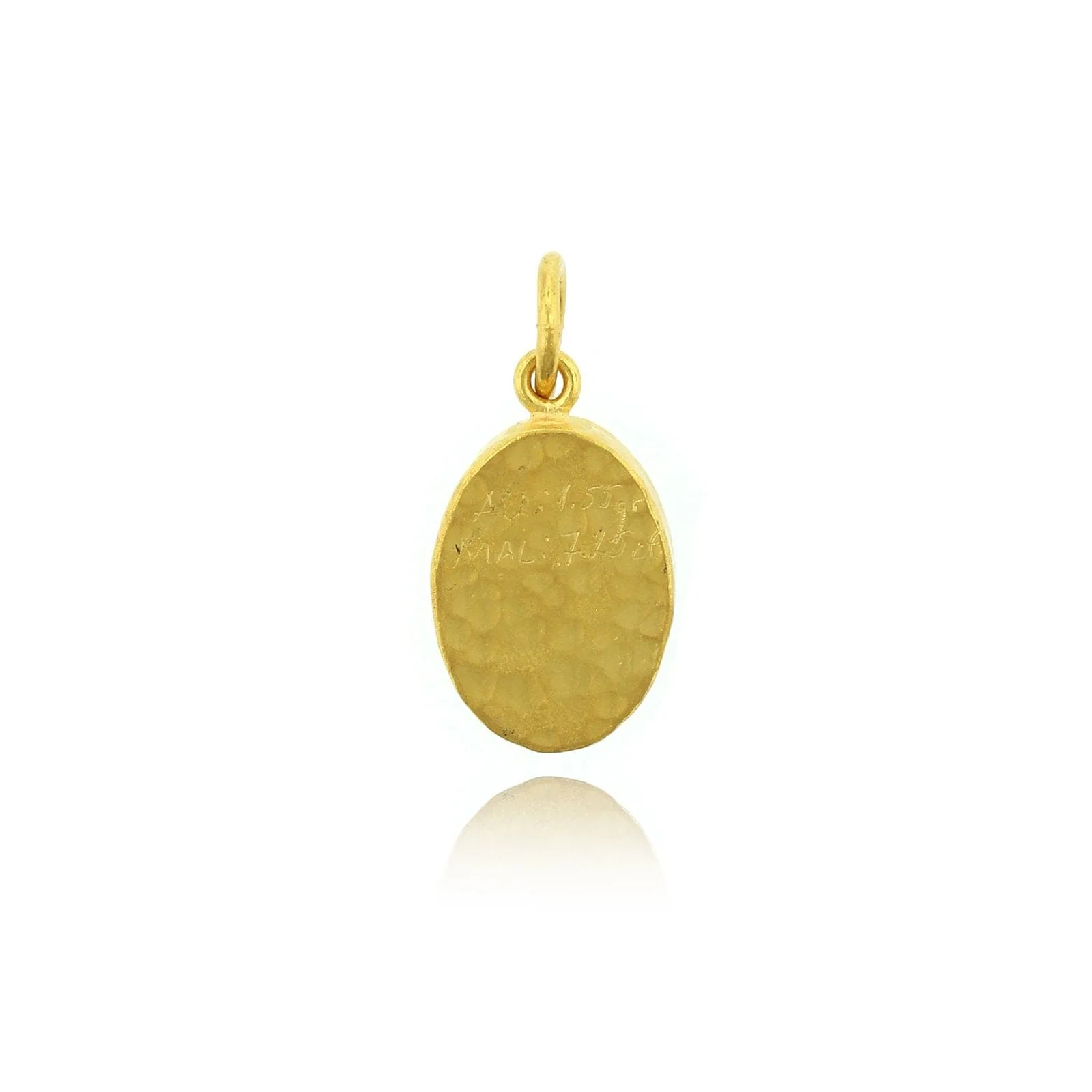 24K Yellow Gold Oval Malachite Charm - Image 3