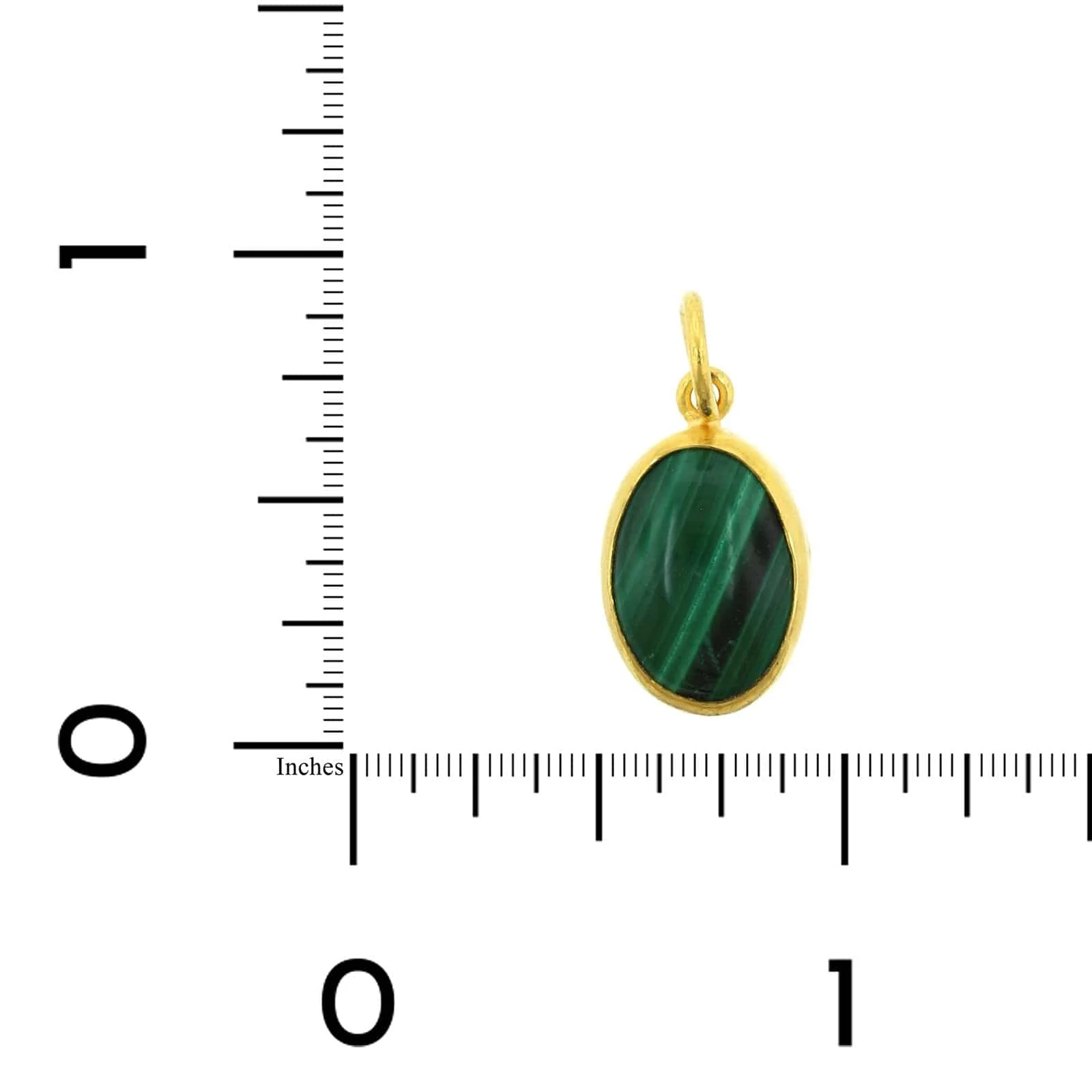 24K Yellow Gold Oval Malachite Charm - Image 4