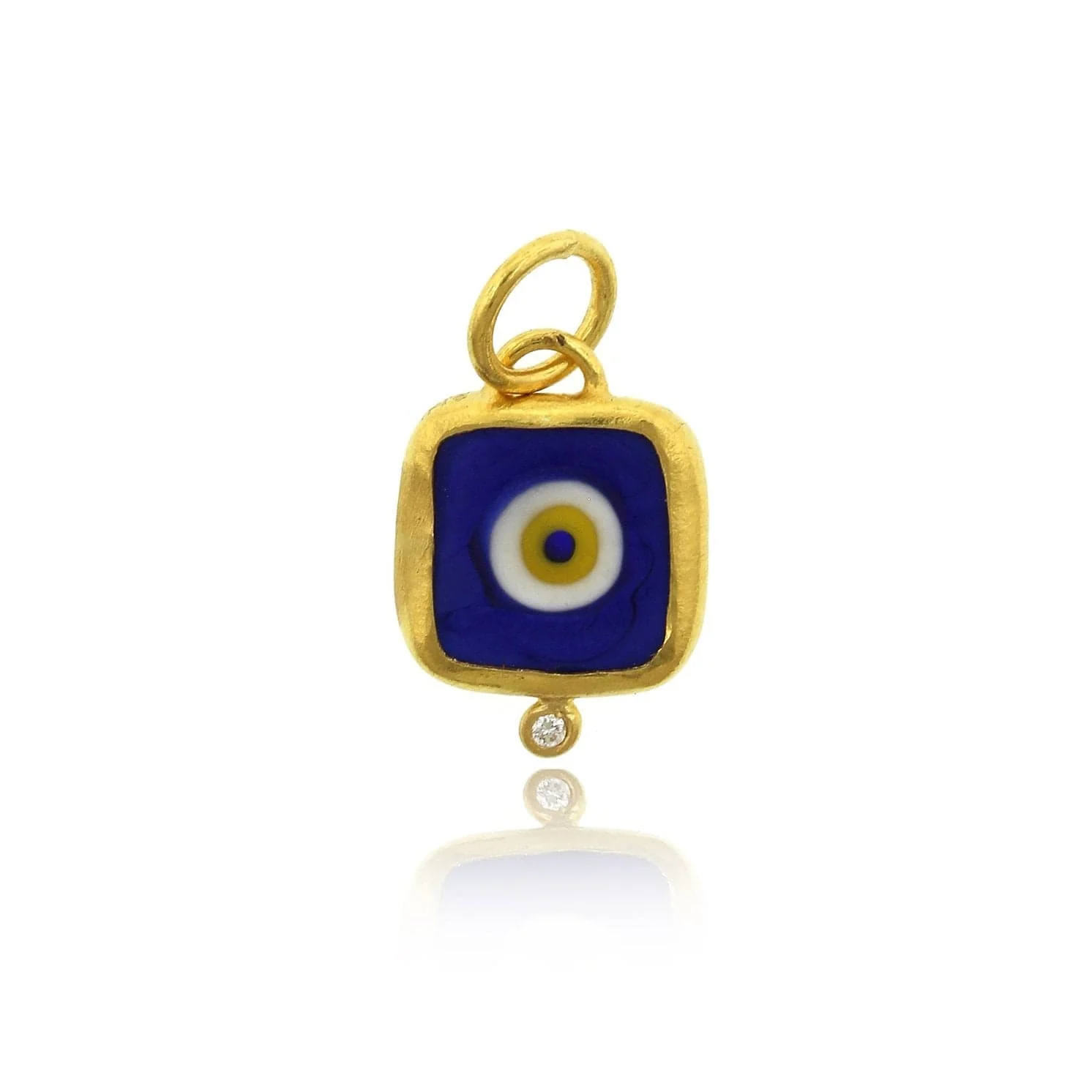 24K Yellow Gold Quartz Evil Eye Charm