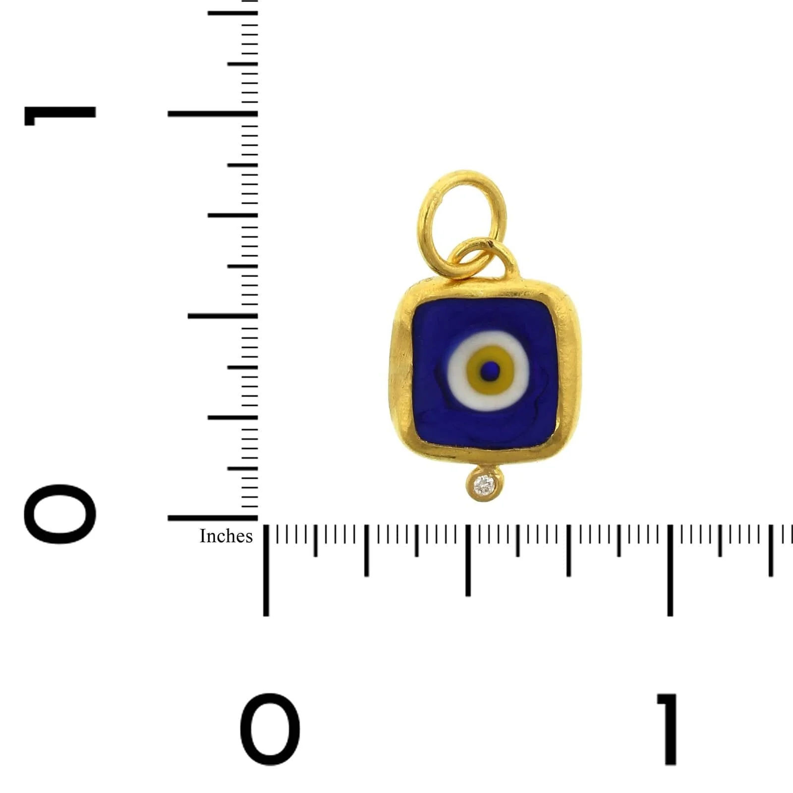 24K Yellow Gold Quartz Evil Eye Charm - Image 3