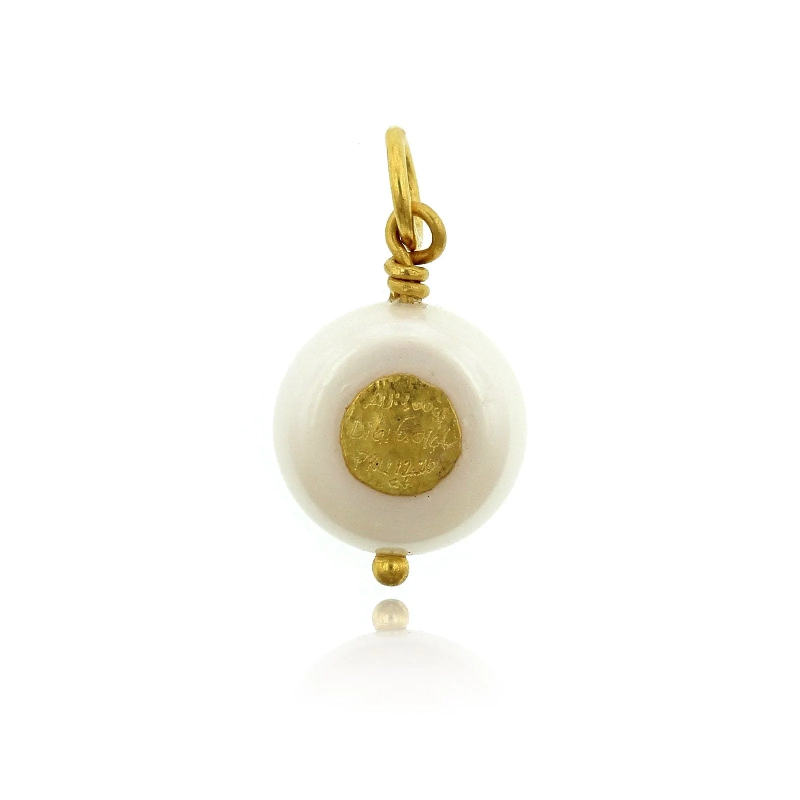24K Yellow Gold Pearl with Diamond Charm - Image 3