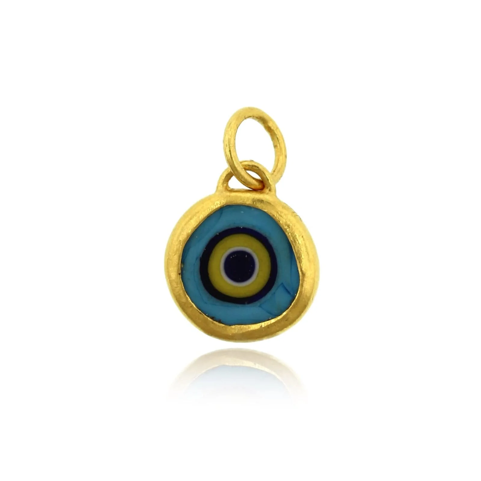 24K Yellow Gold Quartz Evil Eye Charm - Image 3