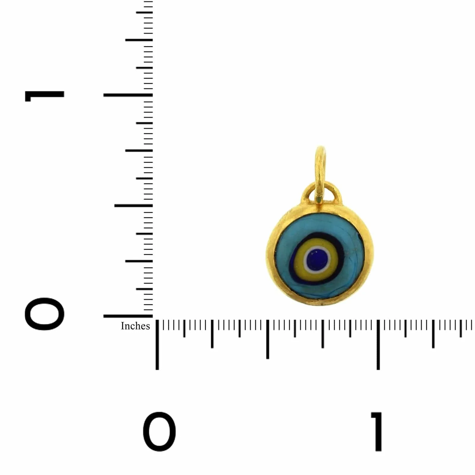 24K Yellow Gold Quartz Evil Eye Charm - Image 4