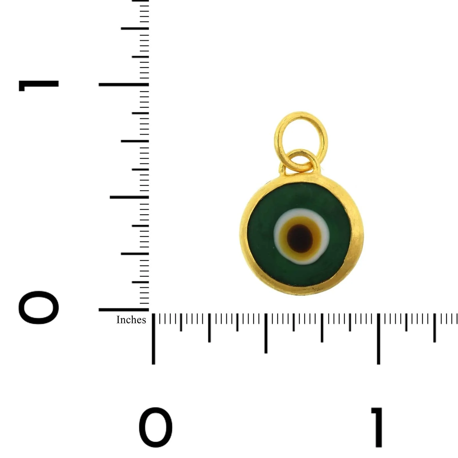 24K Yellow Gold Quartz Evil Eye Charm - Image 3