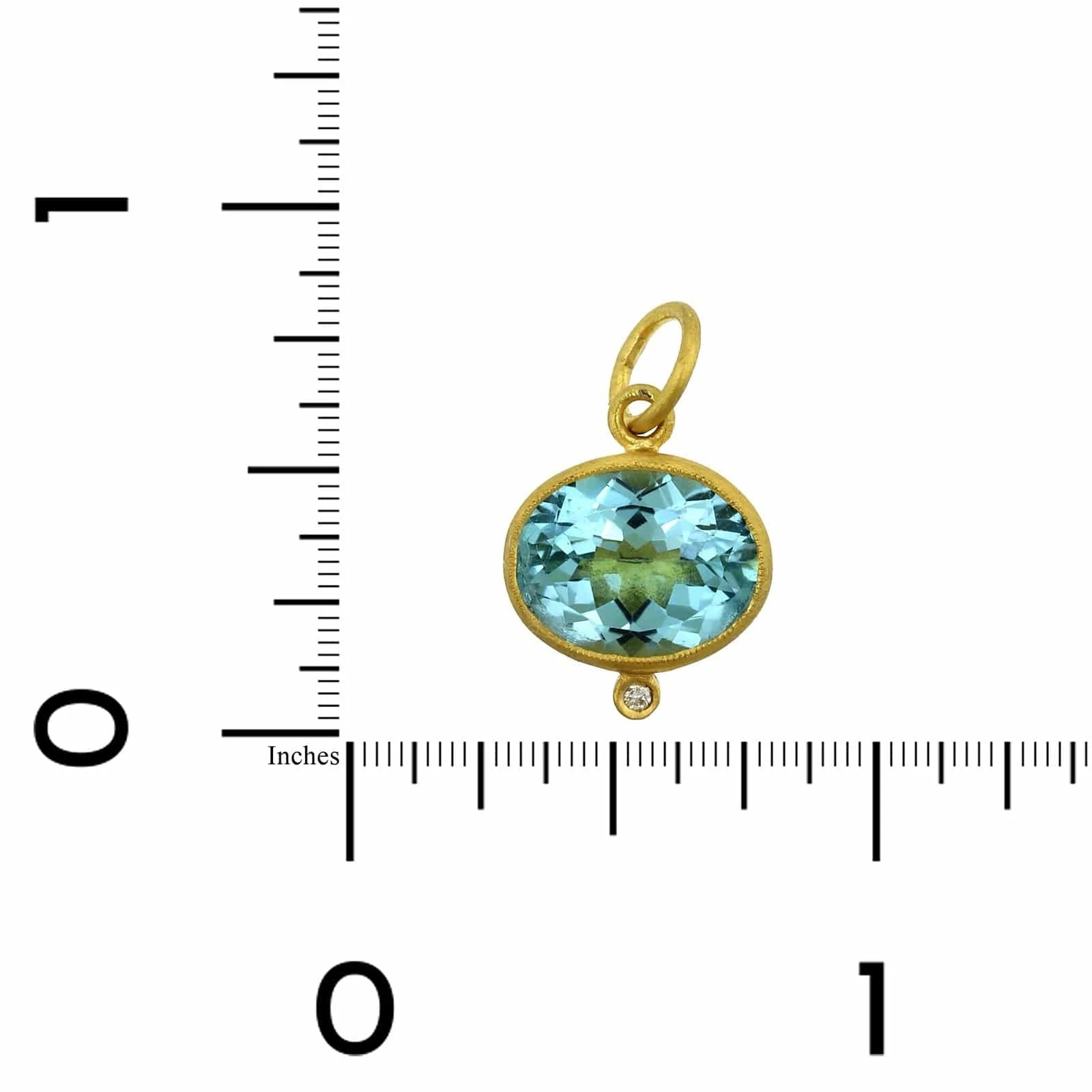 24K Yellow Gold Blue Topaz with Diamond Charm - Image 3