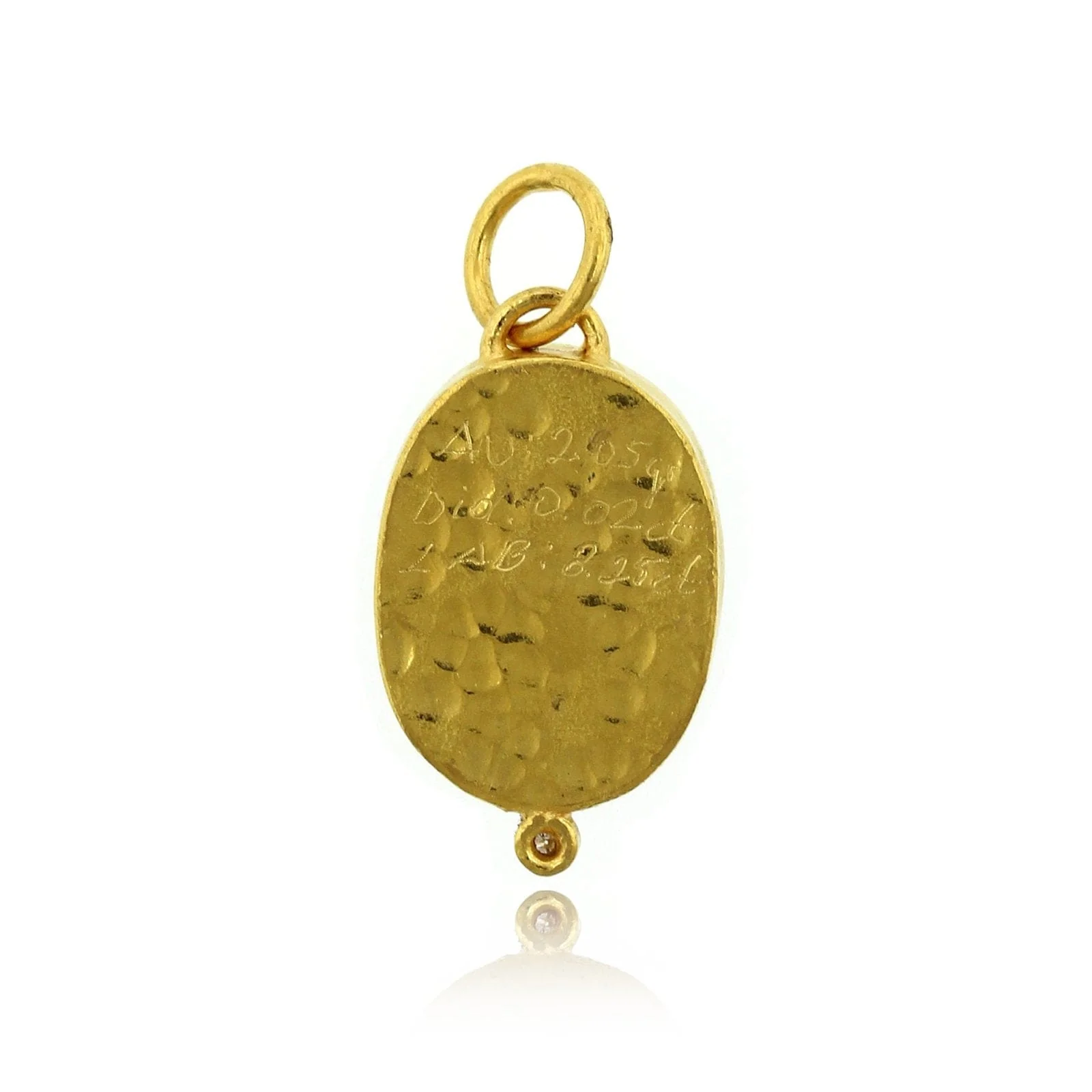 24K Yellow Gold Labradorite with Diamond Charm - Image 3