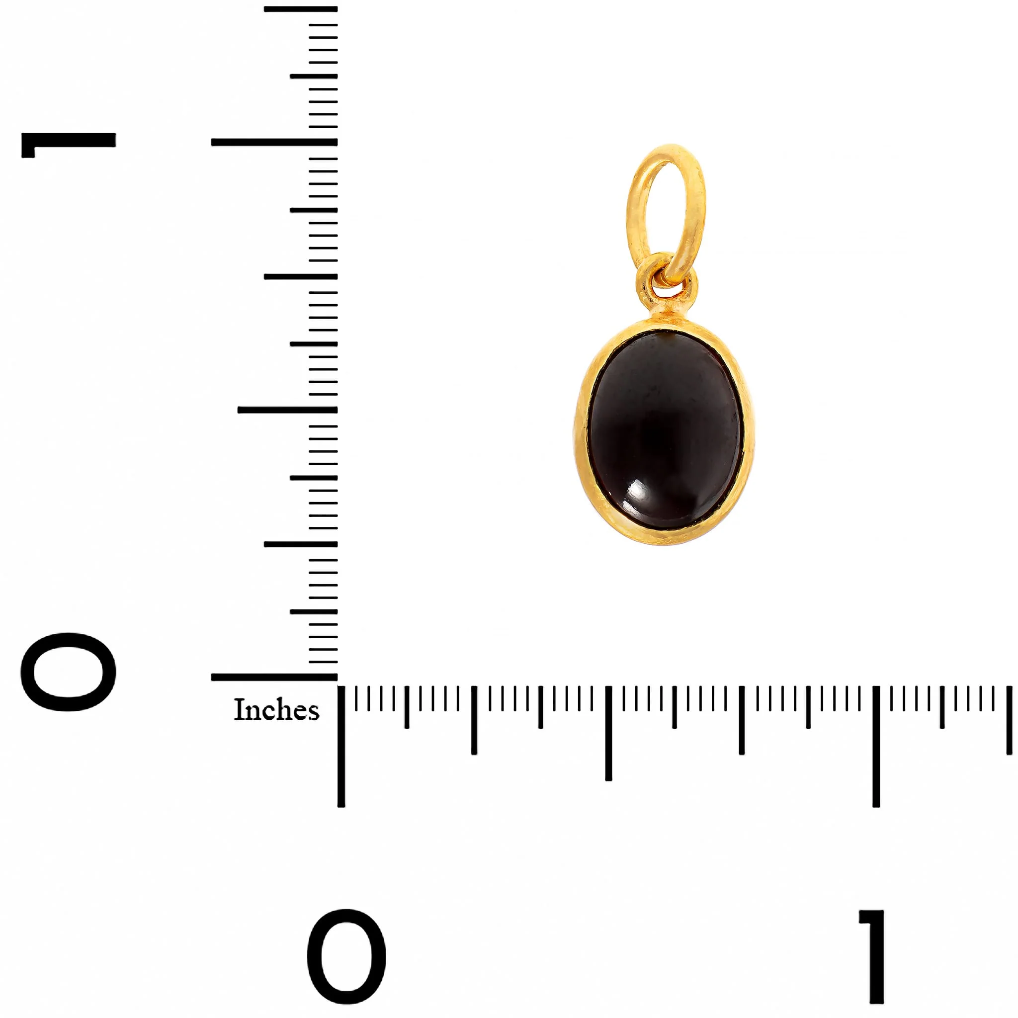 24K Yellow Gold Bezel Set Oval Garnet Charm - Image 3