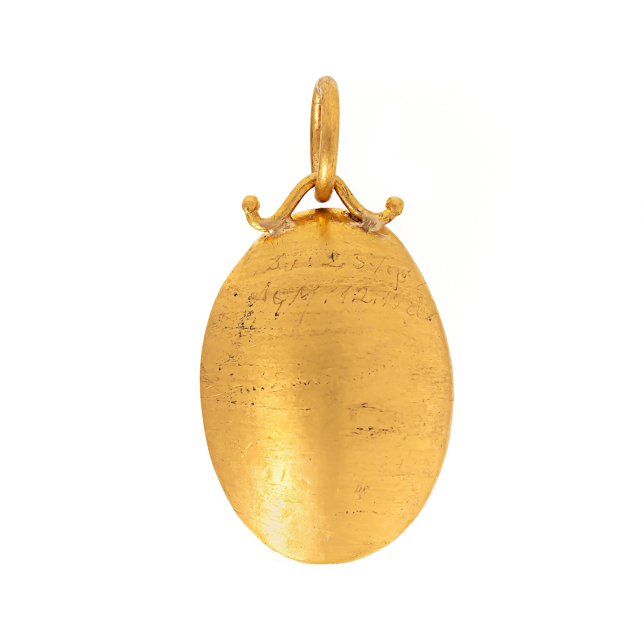 24K Yellow Gold Bezel Set Oval Aquamarine Charm - Image 2