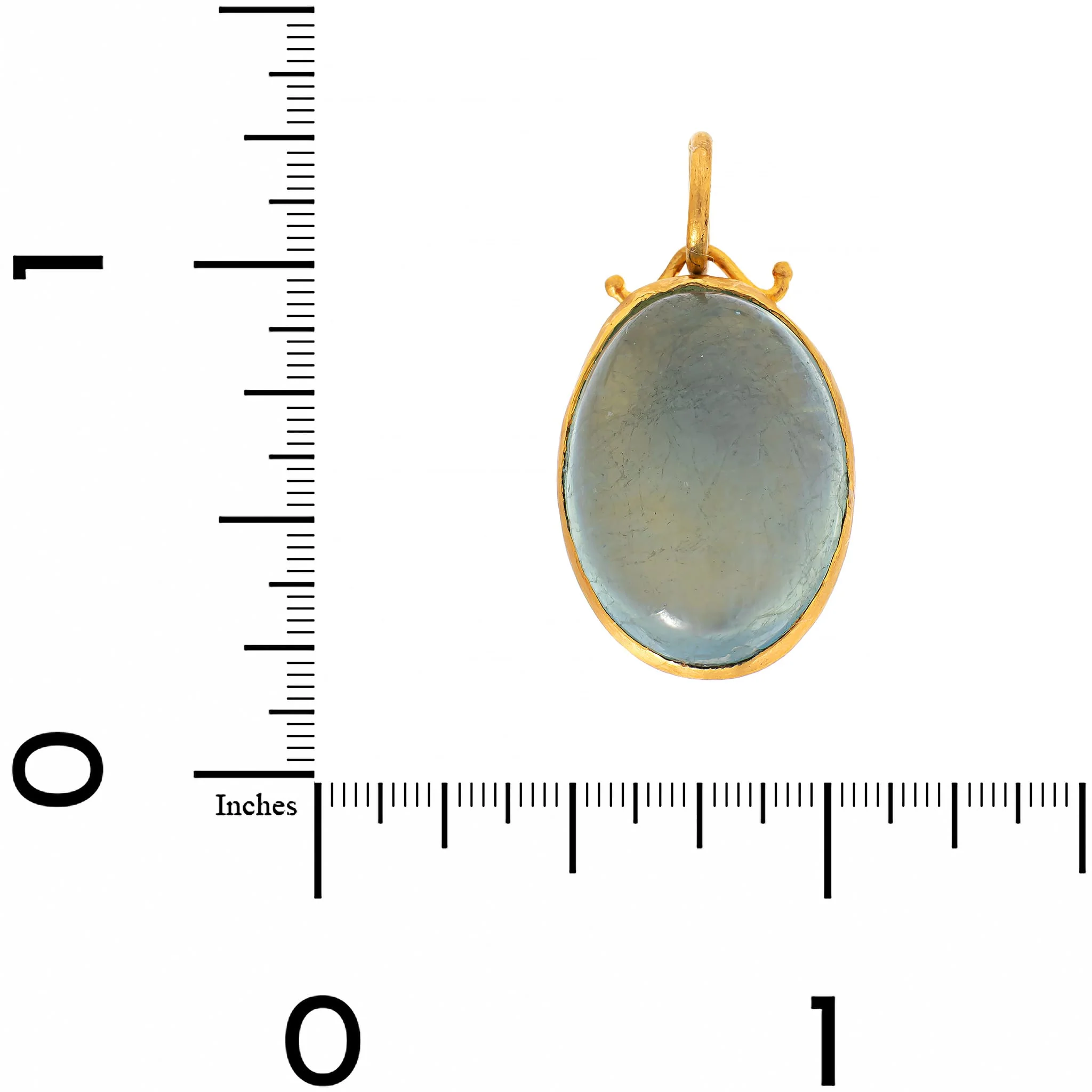 24K Yellow Gold Bezel Set Oval Aquamarine Charm - Image 3