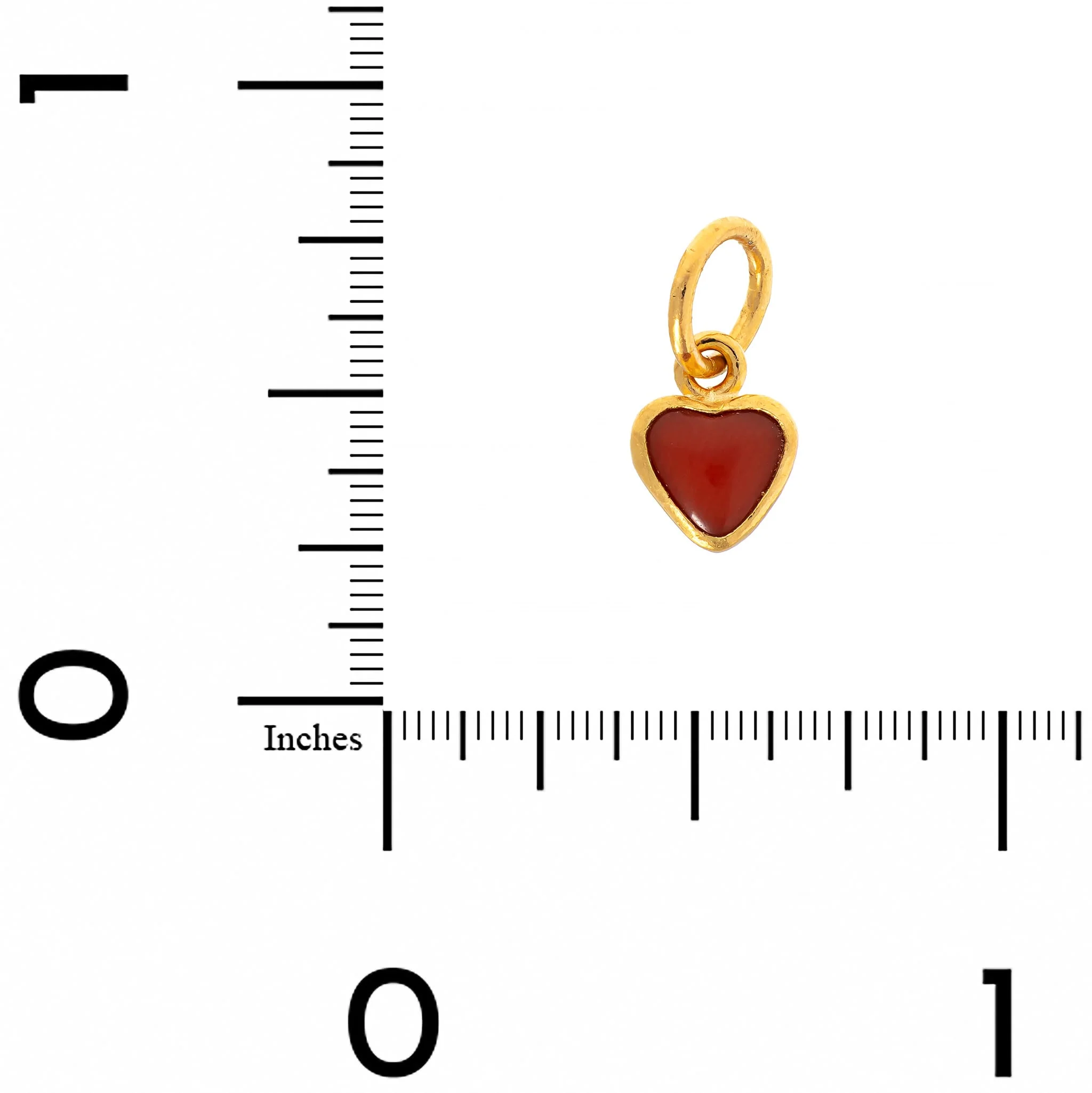 24K Yellow Gold Coral Tiny Heart Charm - Image 3