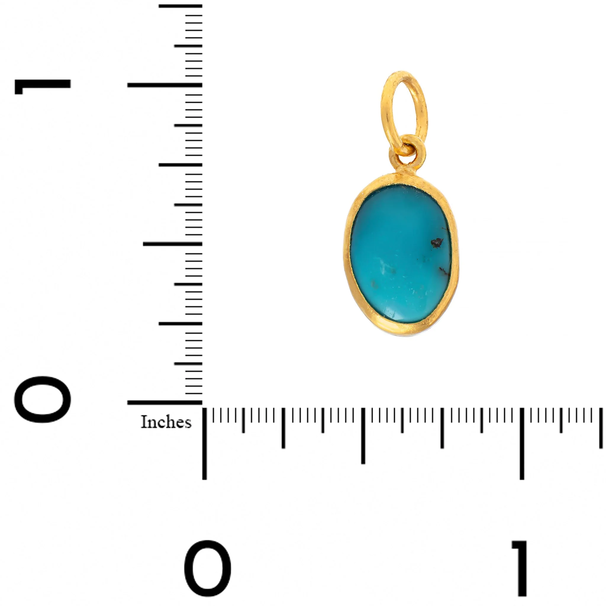 24K Yellow Gold Bezel Set Oval Turquoise Charm - Image 3