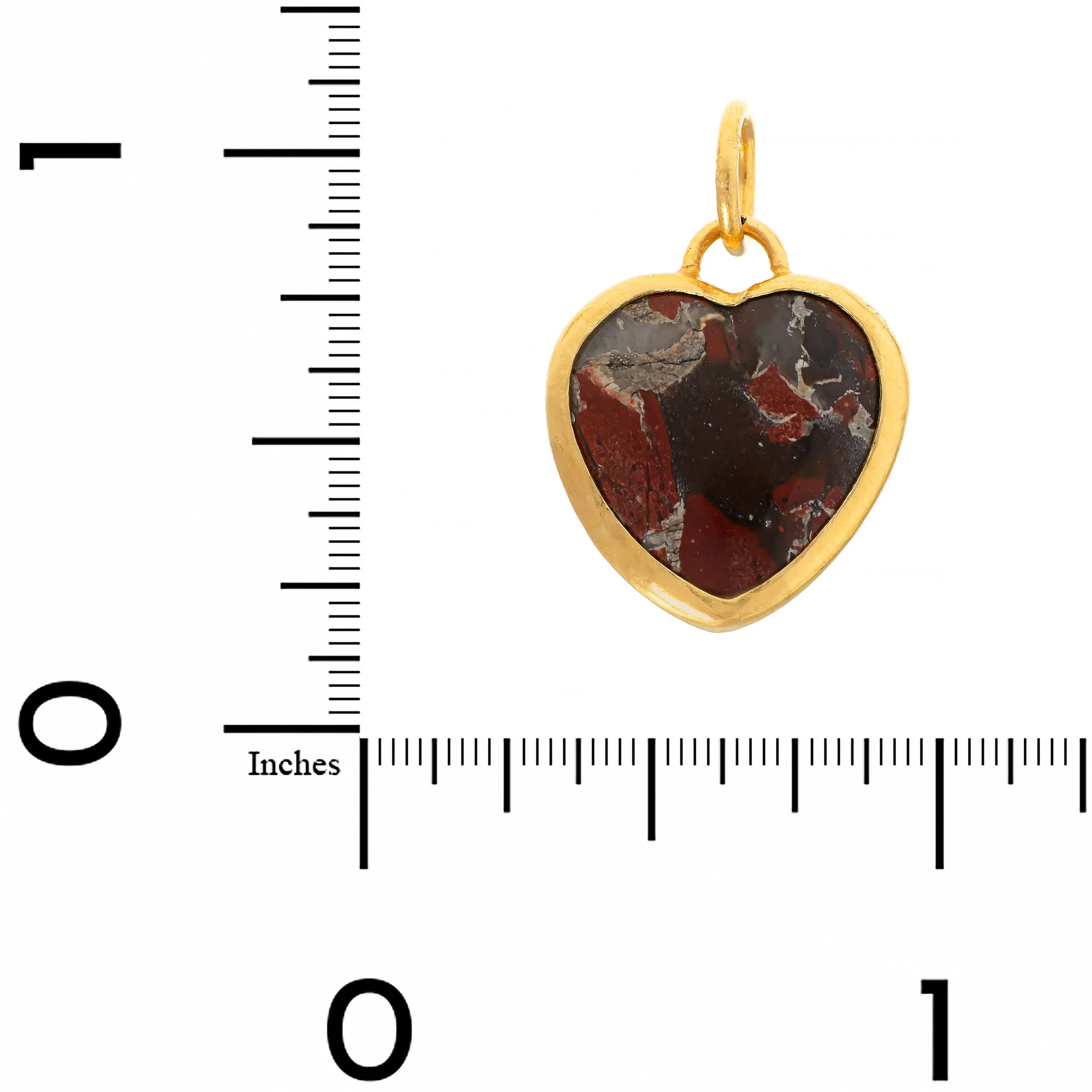 24K Yellow Gold Jasper Heart Charm - Image 3