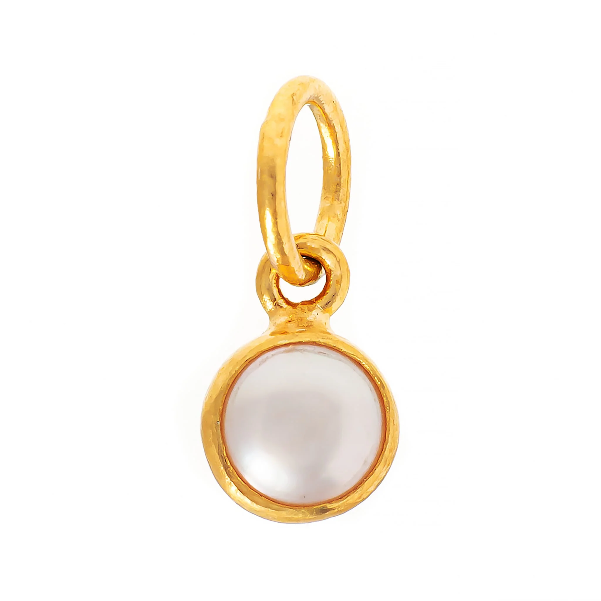 24K Yellow Gold Round Pearl Charm