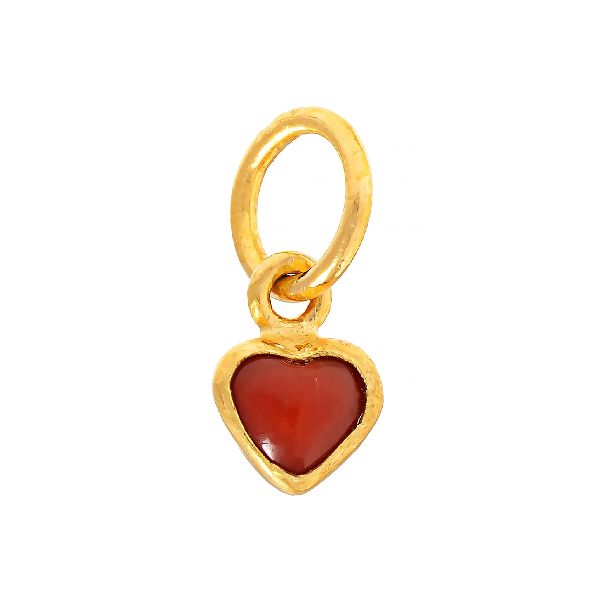 24K Yellow Gold Coral Tiny Heart Charm