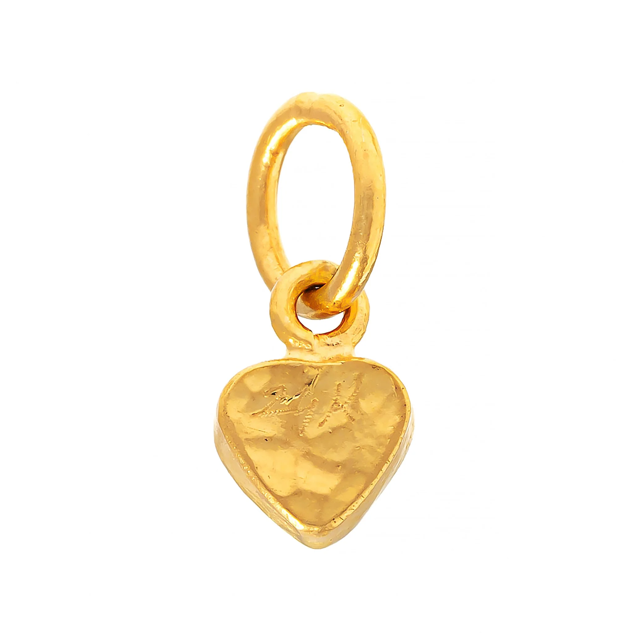 24K Yellow Gold Coral Tiny Heart Charm - Image 2
