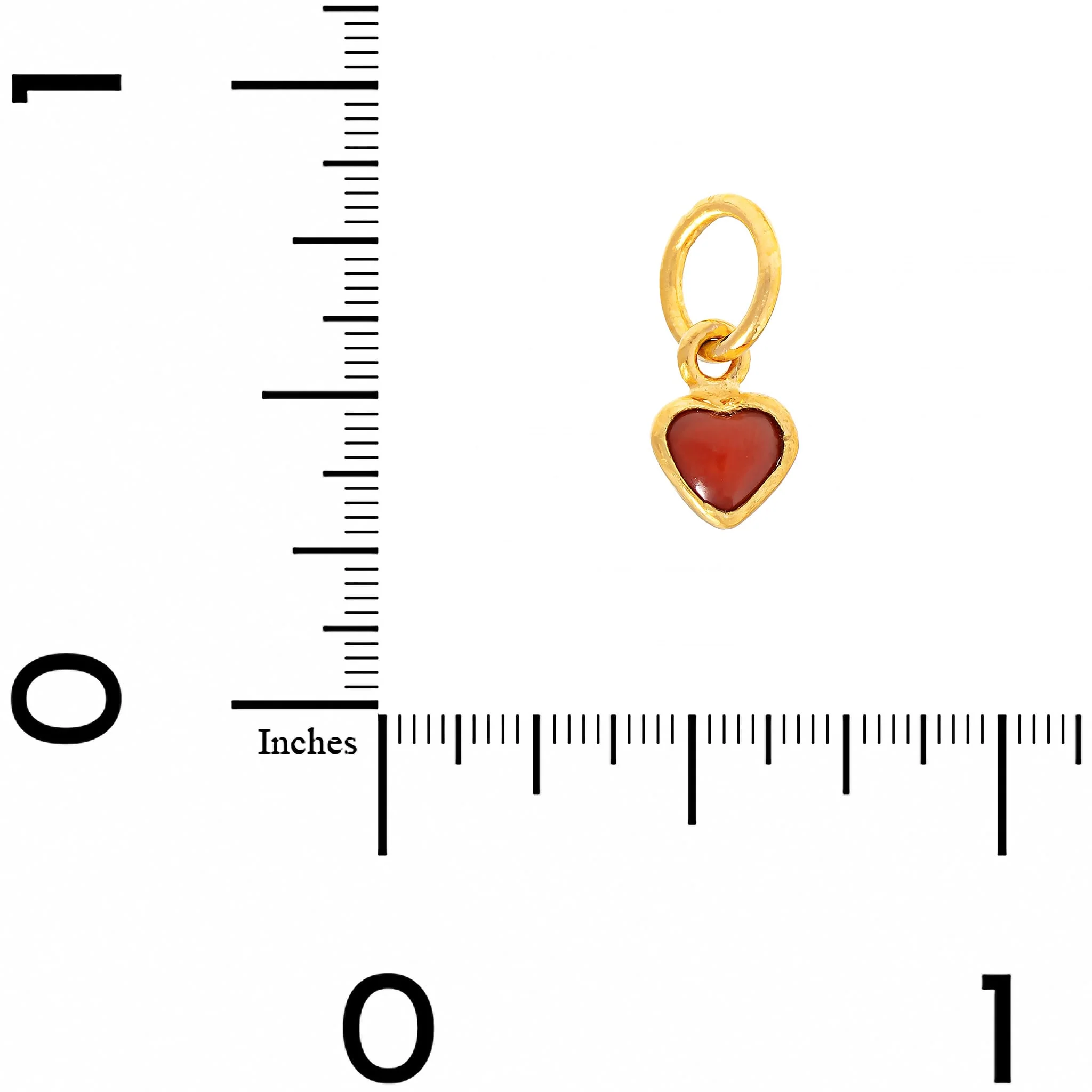 24K Yellow Gold Coral Tiny Heart Charm - Image 3