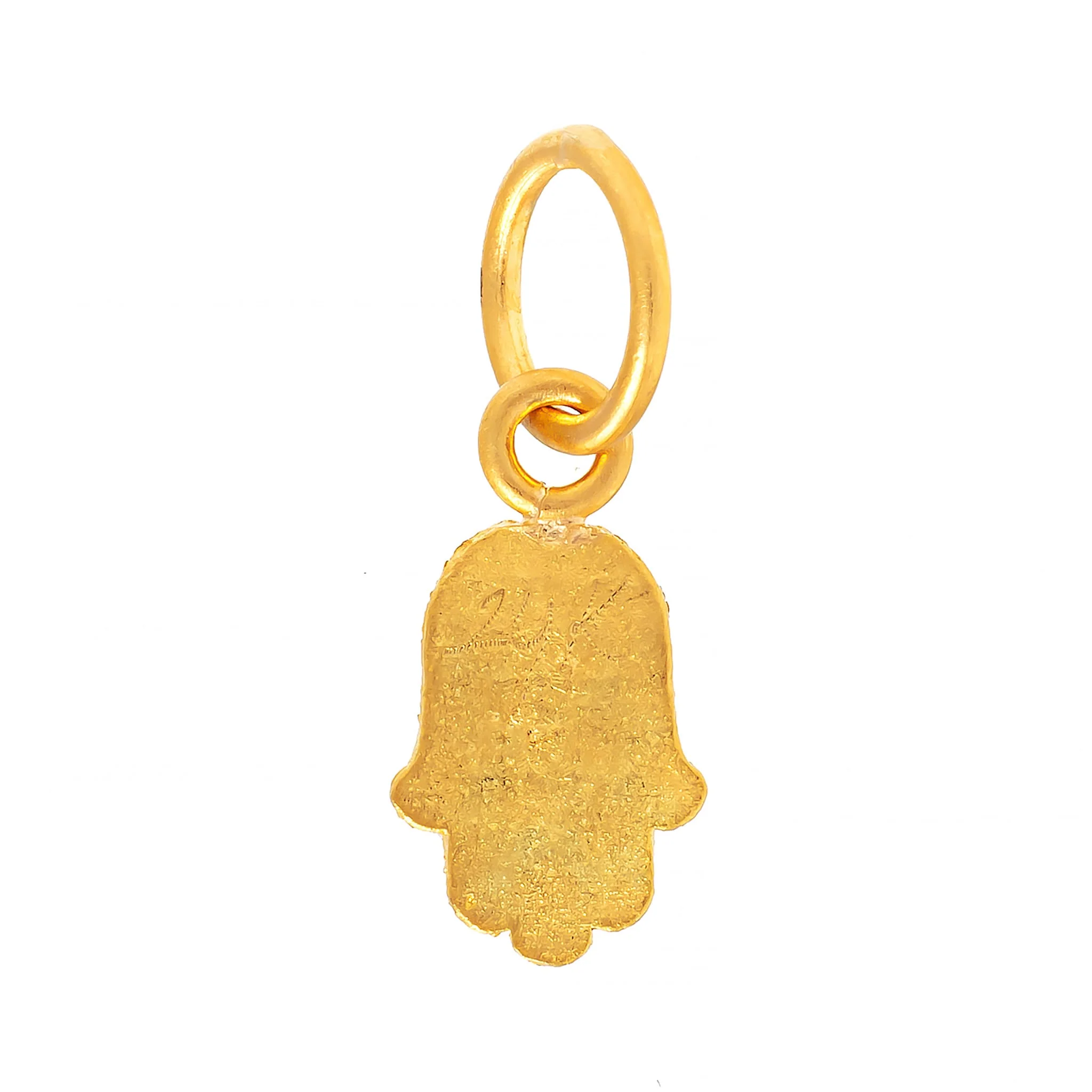 24K Yellow Gold Pave Diamond Hamsa Charm - Image 2