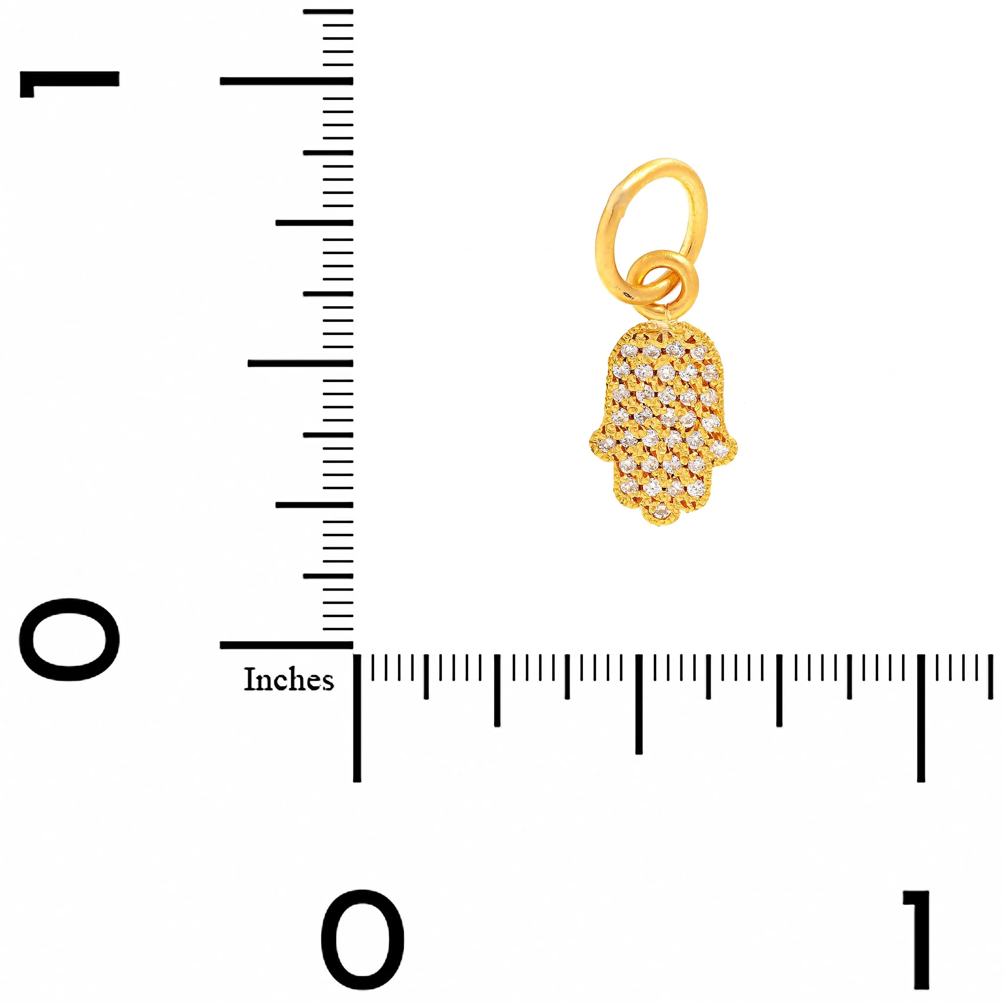 24K Yellow Gold Pave Diamond Hamsa Charm - Image 3