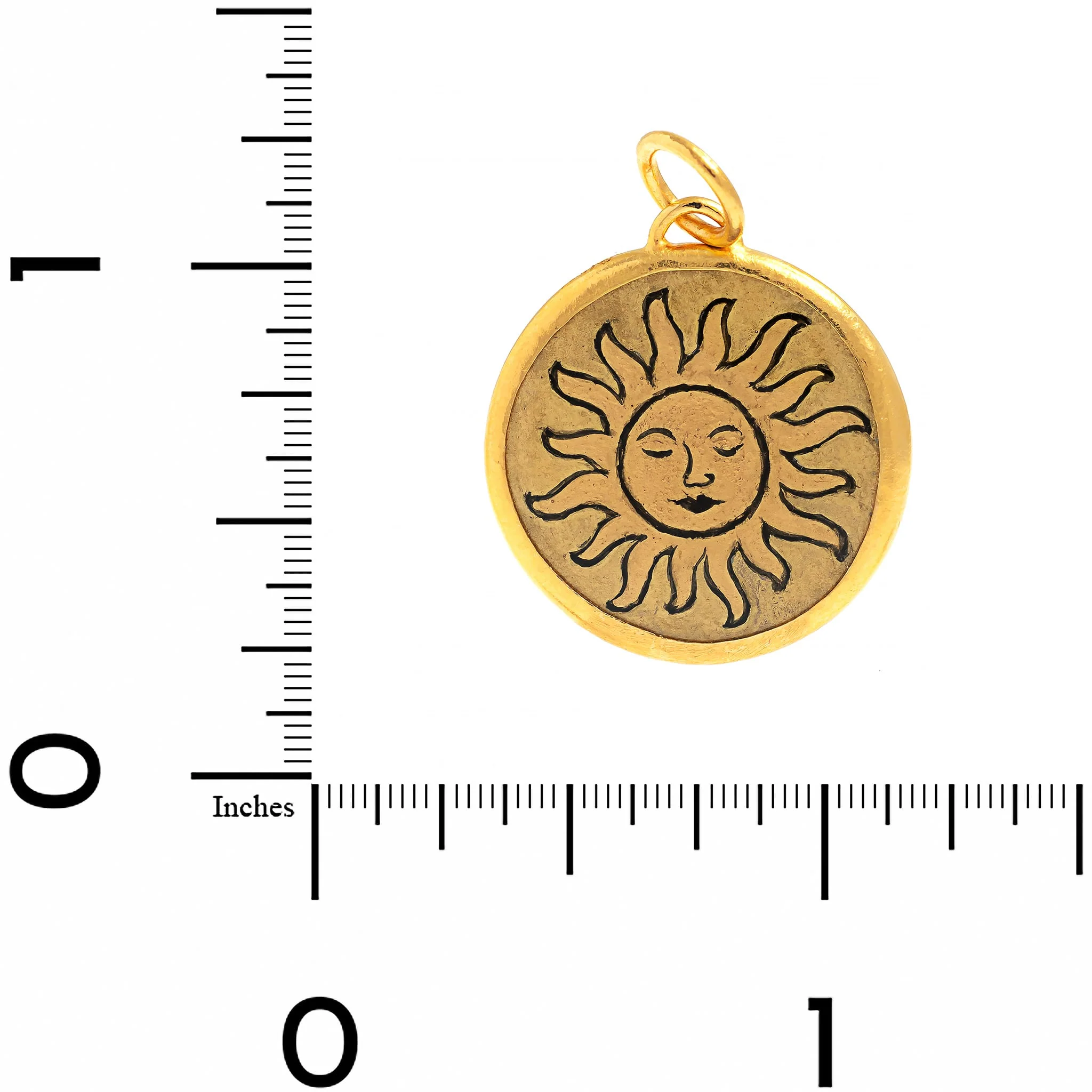 24K Yellow Gold Mother Of Pearl Round Sun Charm - Image 3
