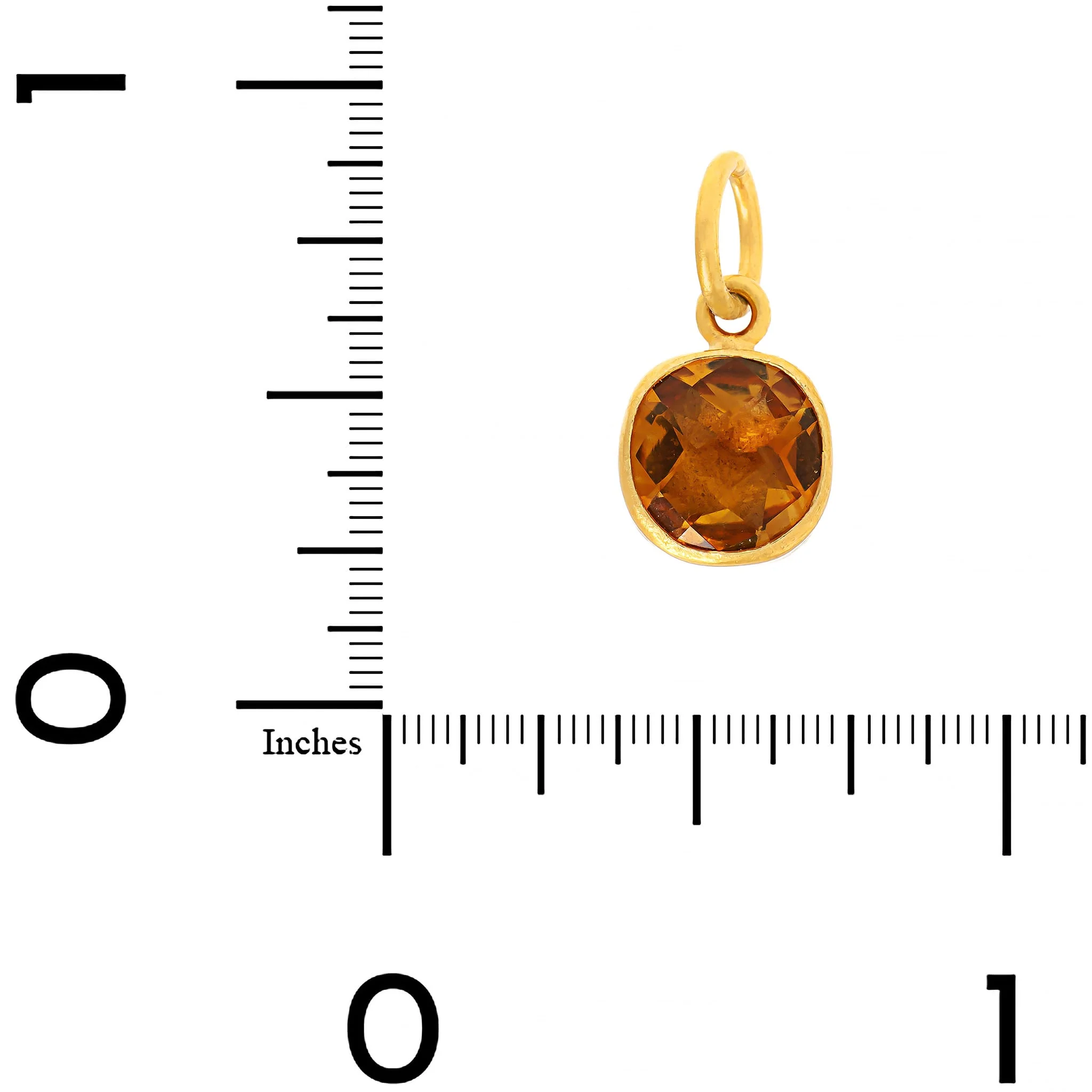24K Yellow Gold Round Citrine Charm - Image 3