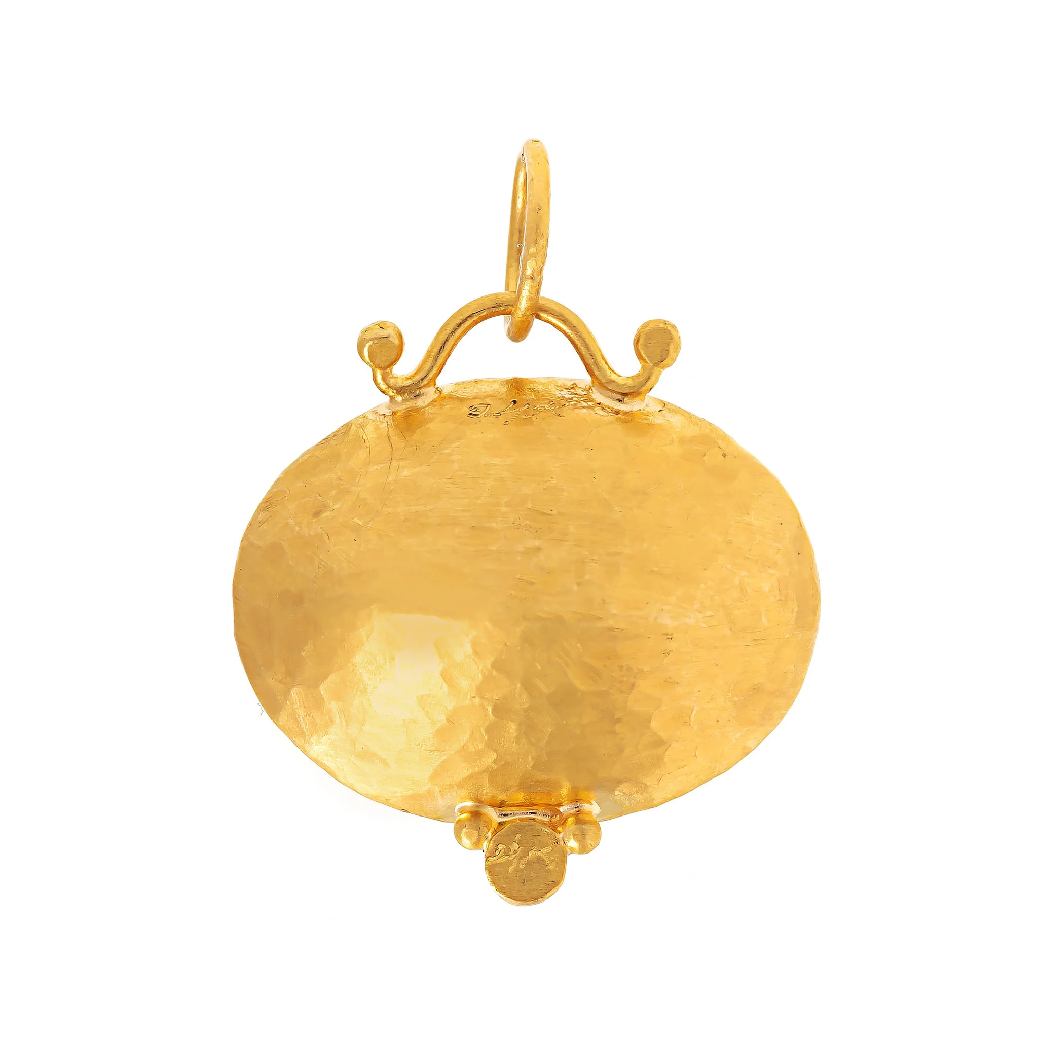 24K Yellow Gold Oval Amethyst and Diamond Charm - Image 2