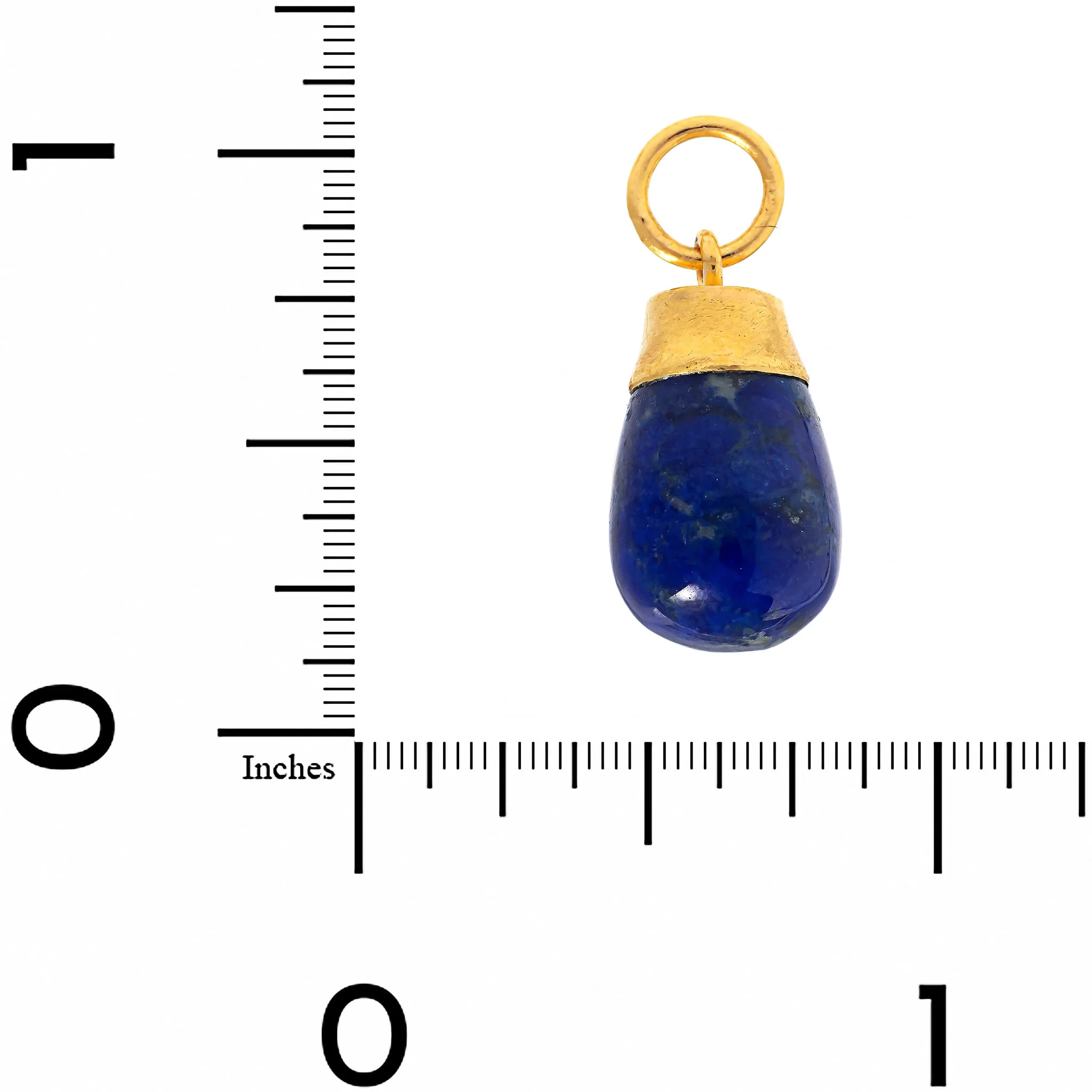 24K Yellow Gold Teardrop Shaped Lapis Charm - Image 3