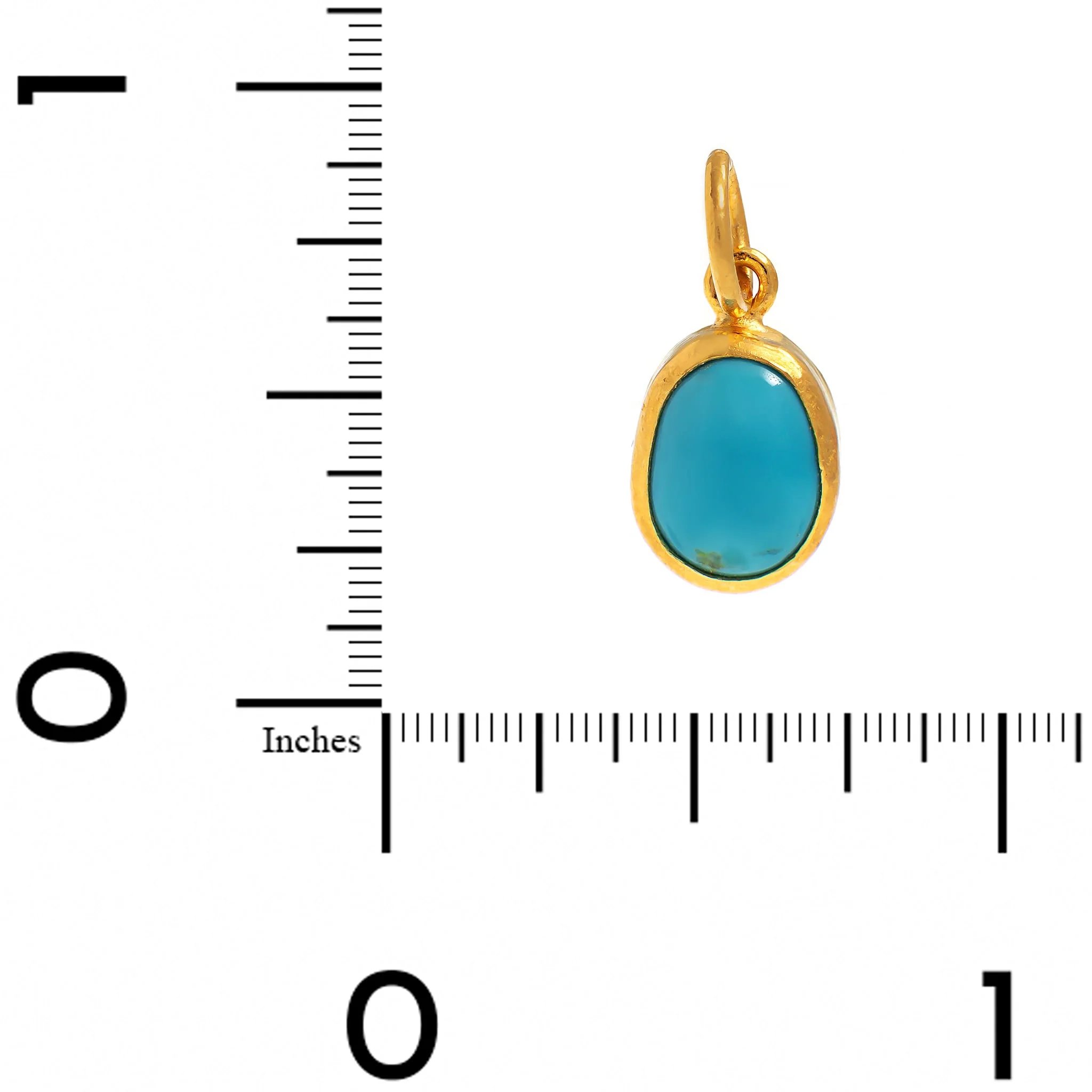 24K Yellow Gold Oval Turquoise Charm - Image 3