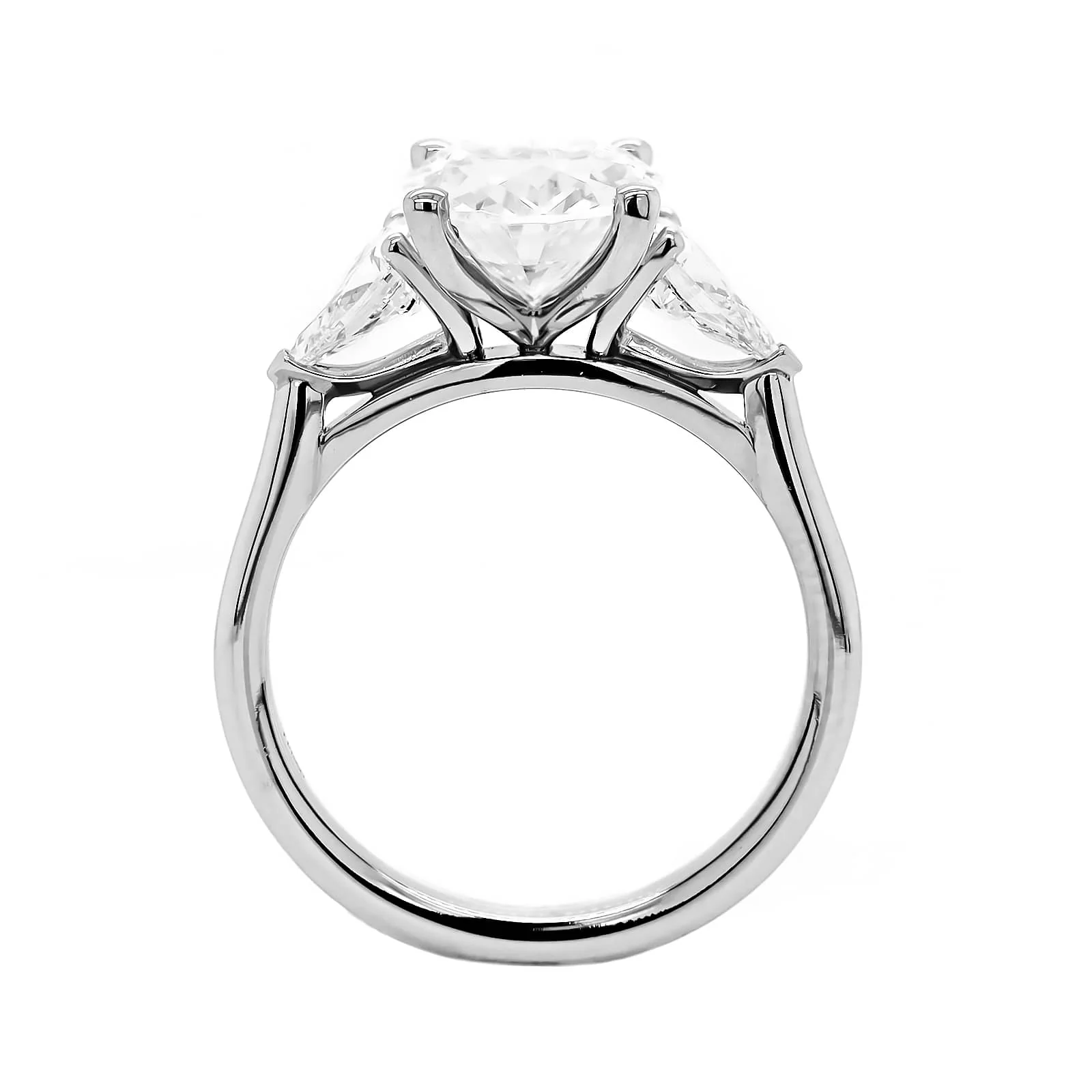 Platinum 3 Stone Oval Diamond Engagement Ring Setting - Image 3
