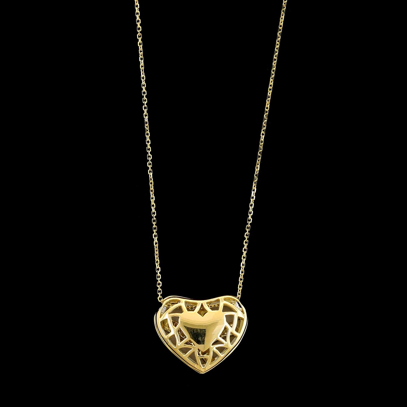 Platinum and 18K Yellow Gold Estate Diamond Heart Pendant Necklace - Image 2