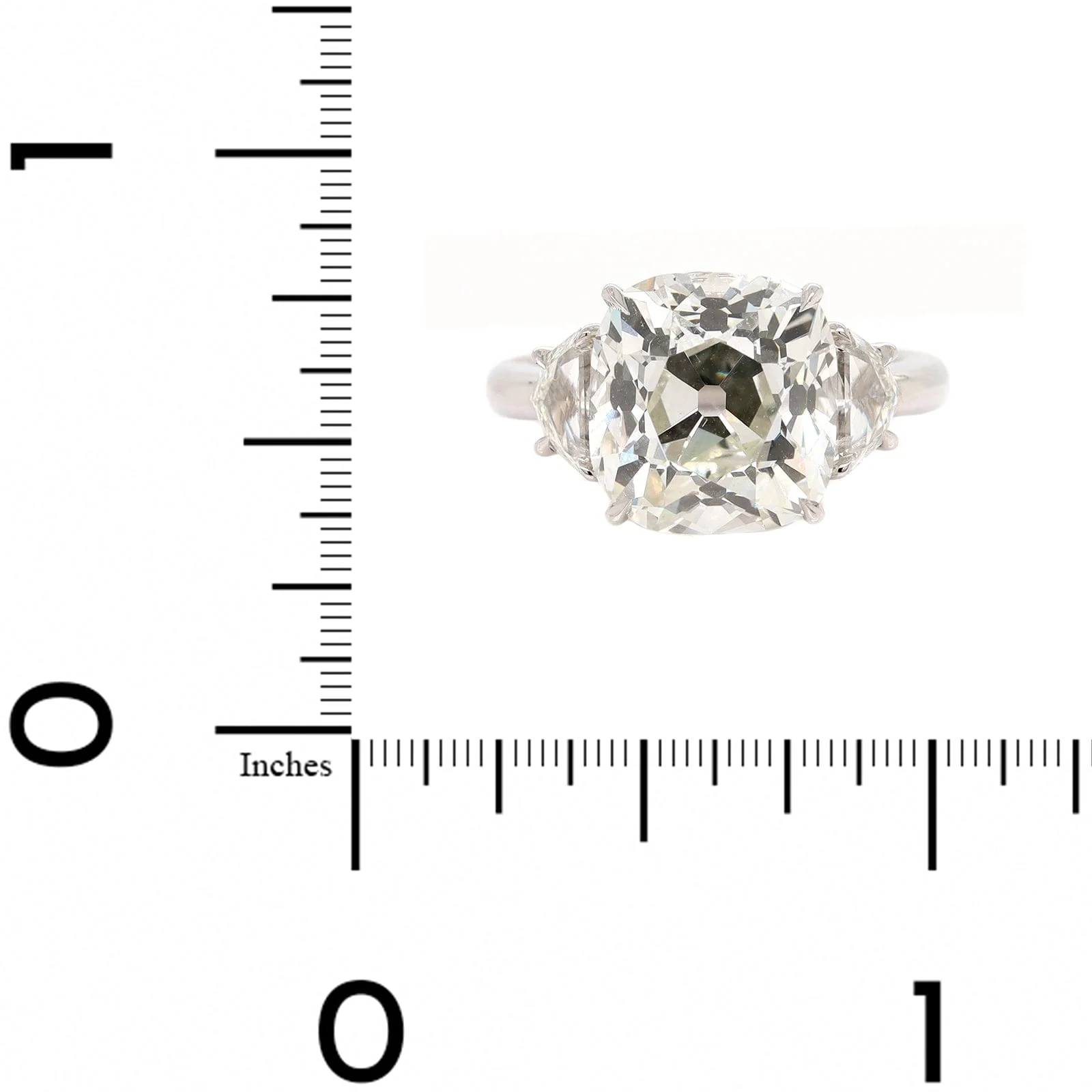 Platinum Elongated Cushion and Cadillac Cut Diamond Ring - Image 4