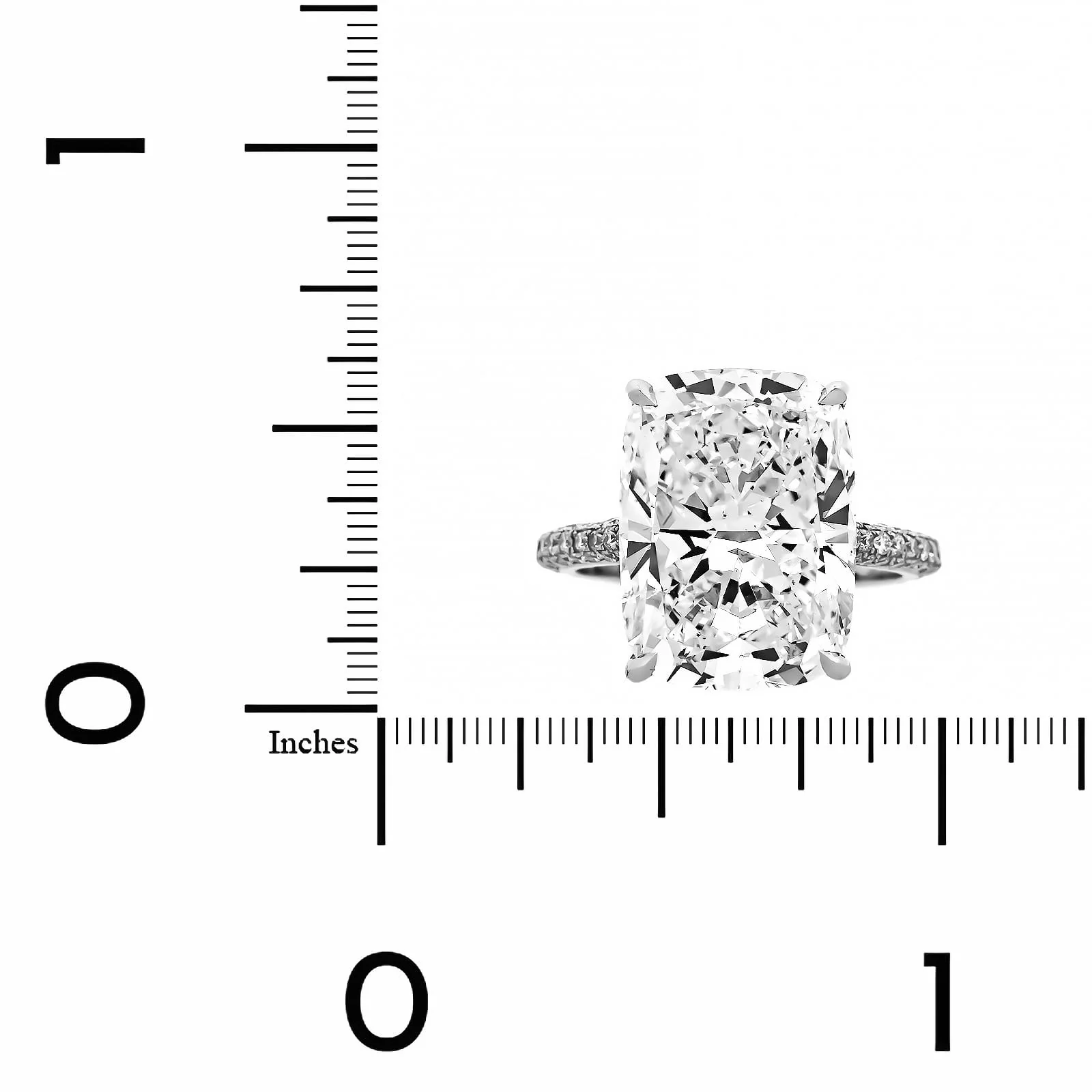 Platinum Elongated Cushion Cut and Hidden Diamond Halo Engagement Ring - Image 4