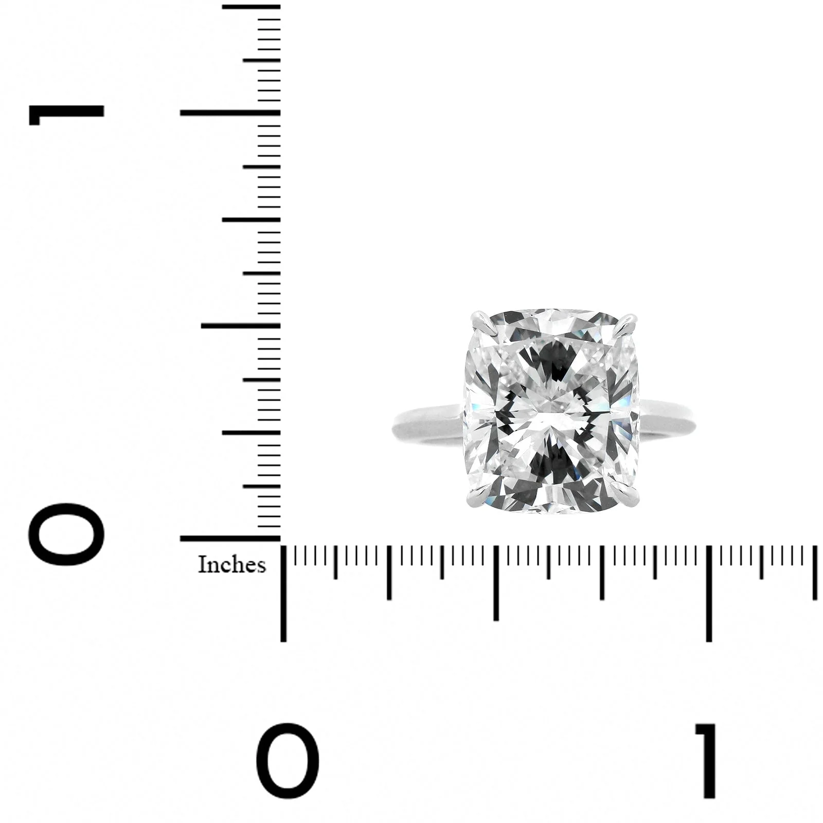 Platinum Elongated Cushion Cut and Hidden Diamond Halo Solitaire Engagement Ring - Image 4