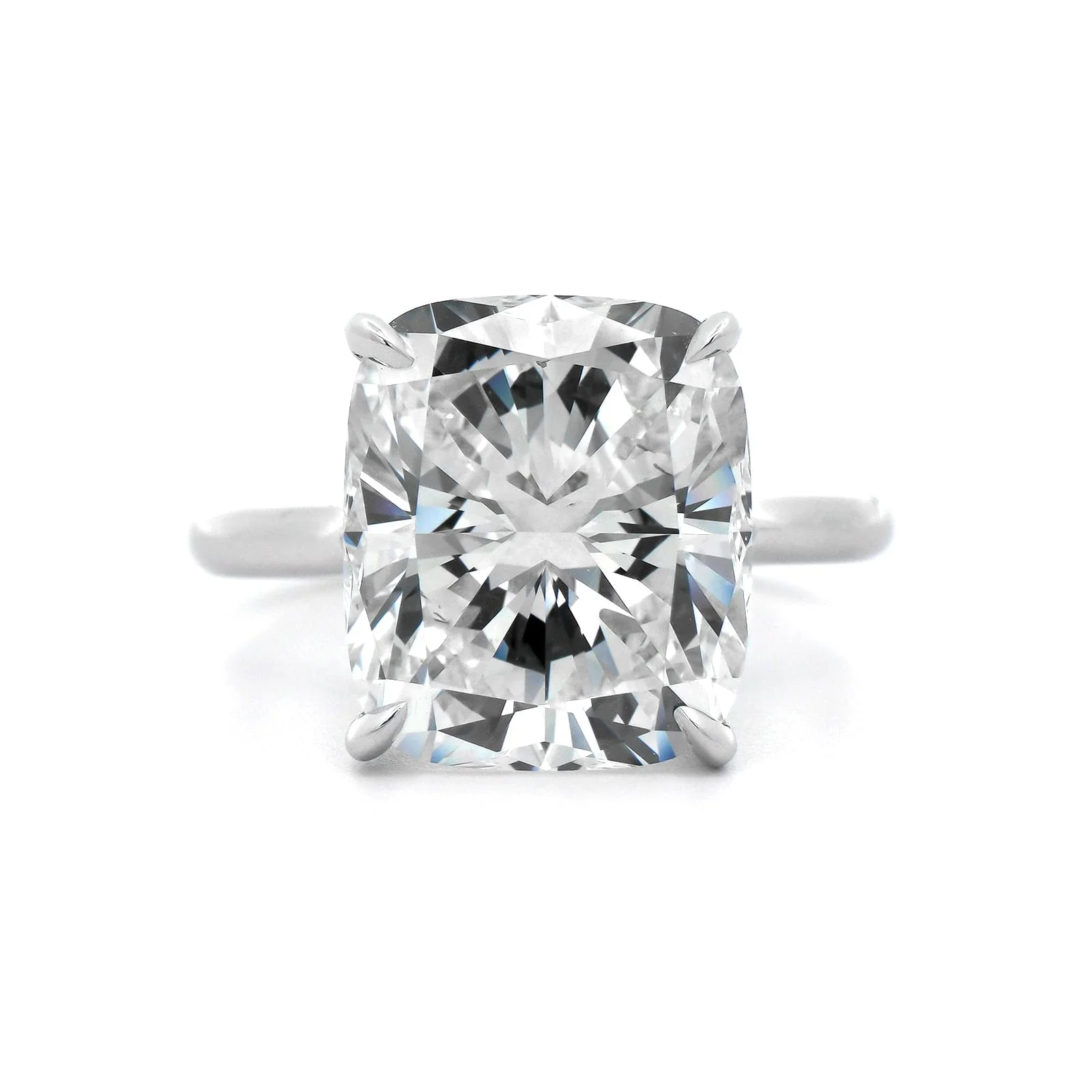 Platinum Elongated Cushion Cut and Hidden Diamond Halo Solitaire Engagement Ring - Image 5