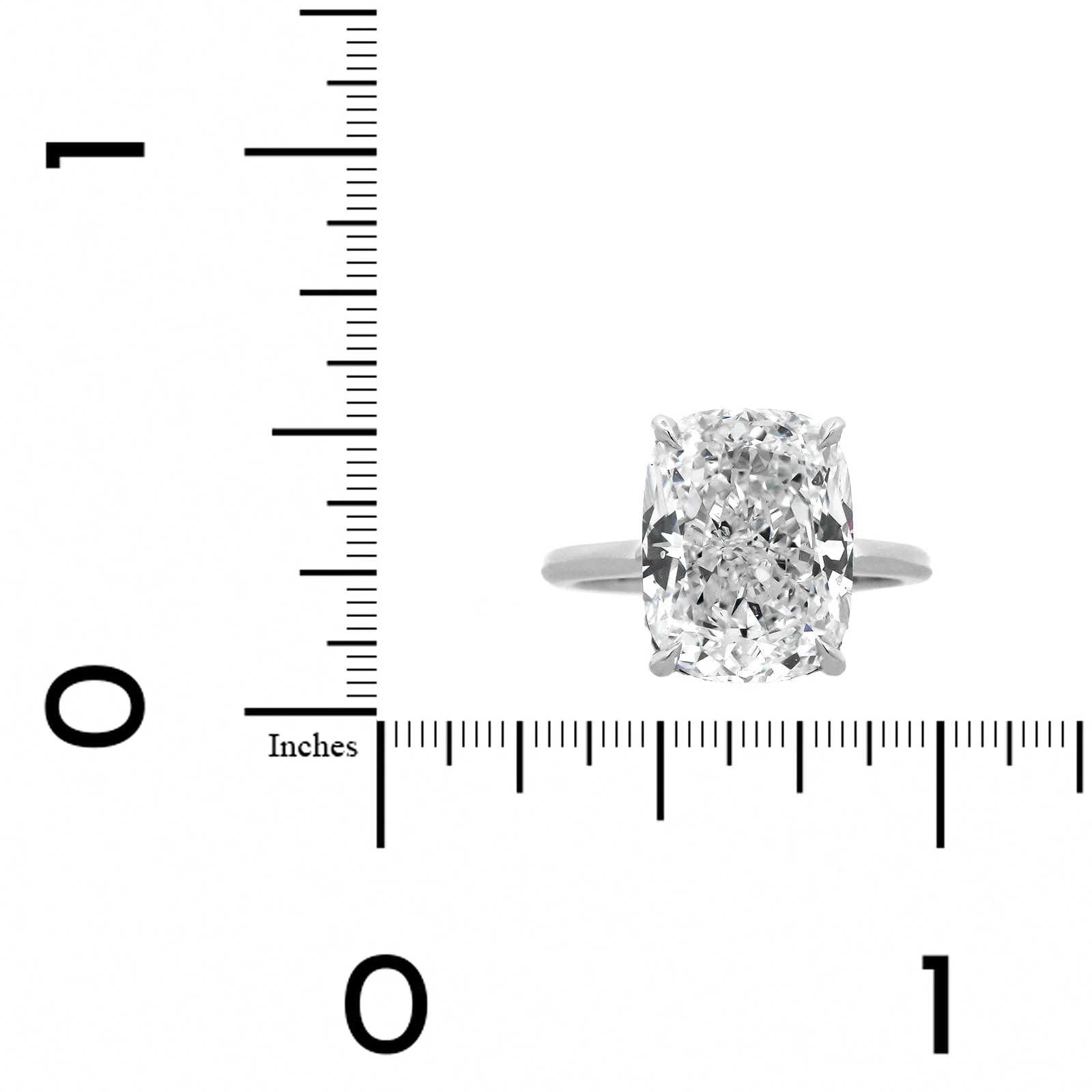 Platinum Elongated Cushion Cut and Hidden Diamond Halo Solitaire Engagement Ring - Image 4