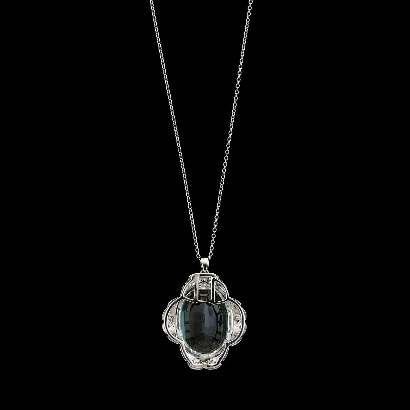 Platinum Estate Aquamarine and Diamond Pendant - Image 3