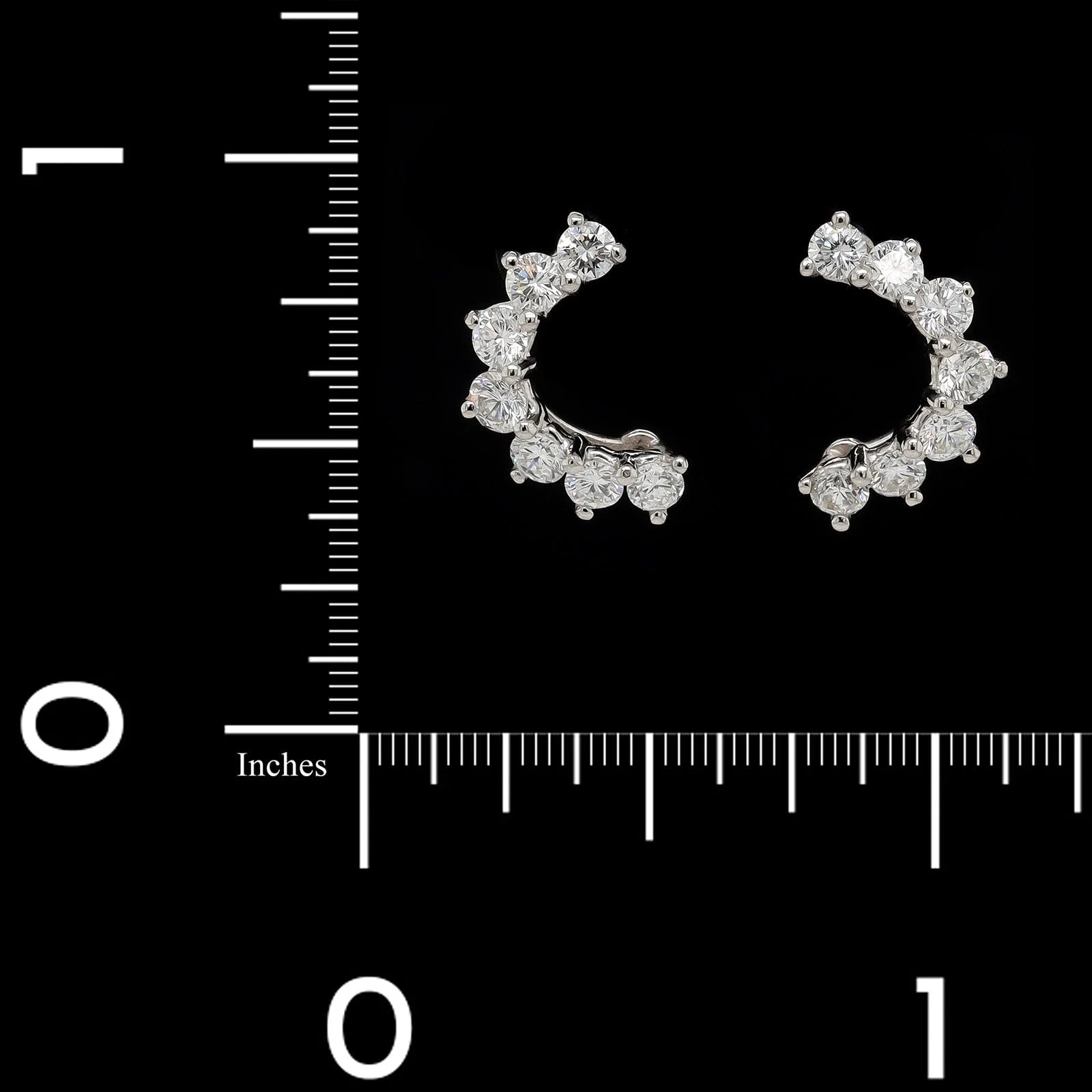 Platinum Estate Diamond Crescent Earrings - Image 2