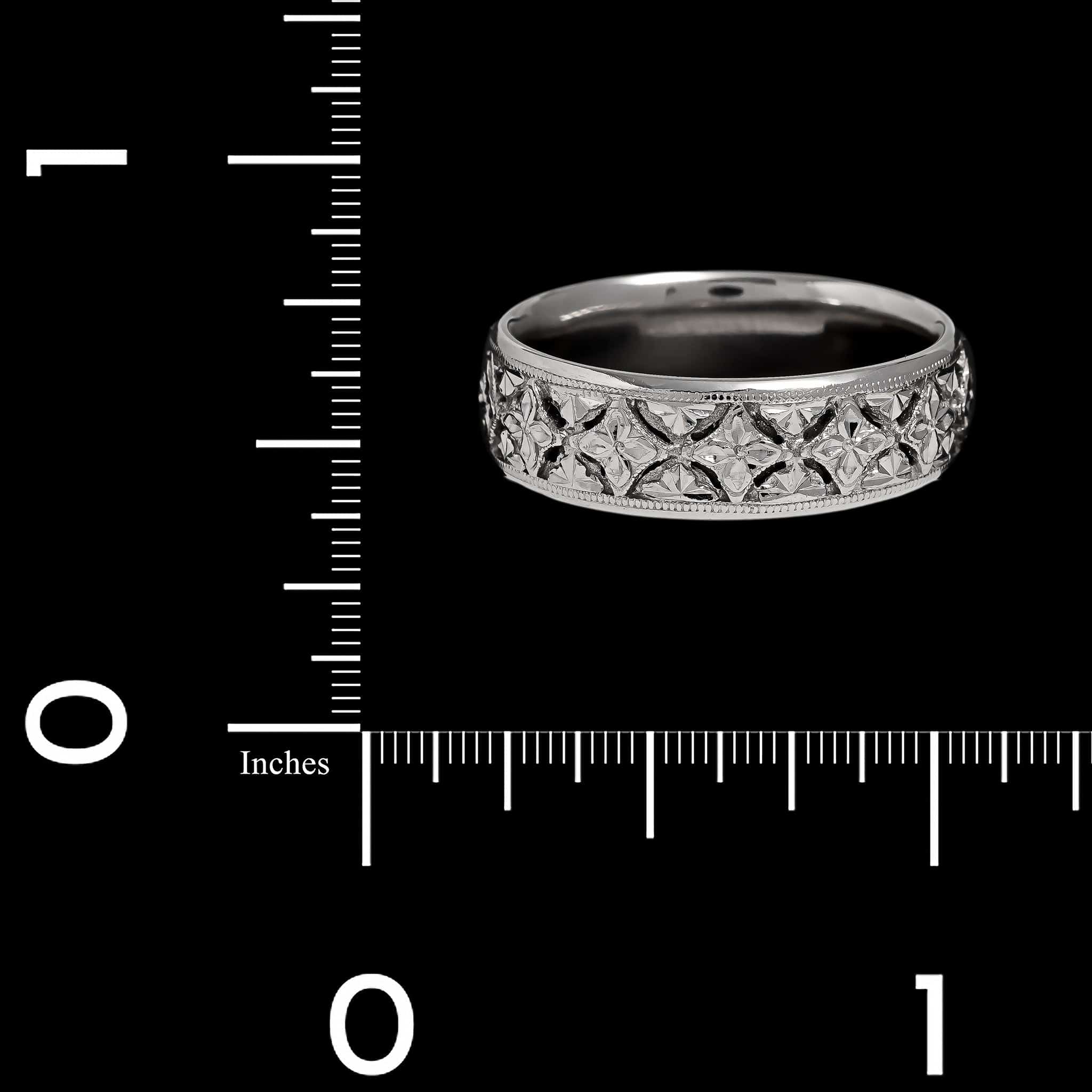 Platinum Estate Flower Diamond Cut Band - Image 3