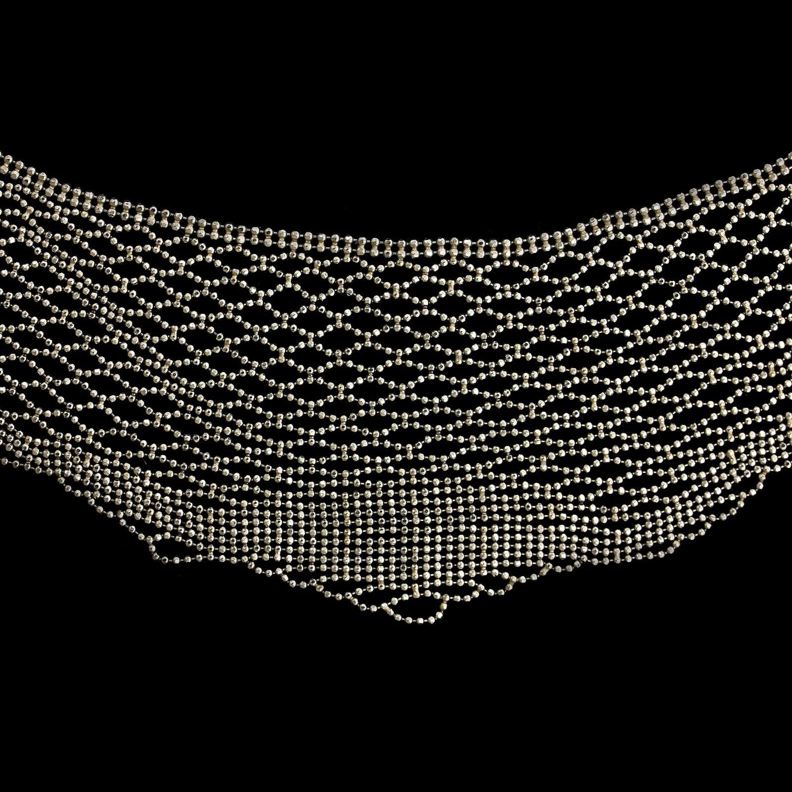 Platinum Estate Graduated Flexible Beaded Link Bib Necklace - Image 3